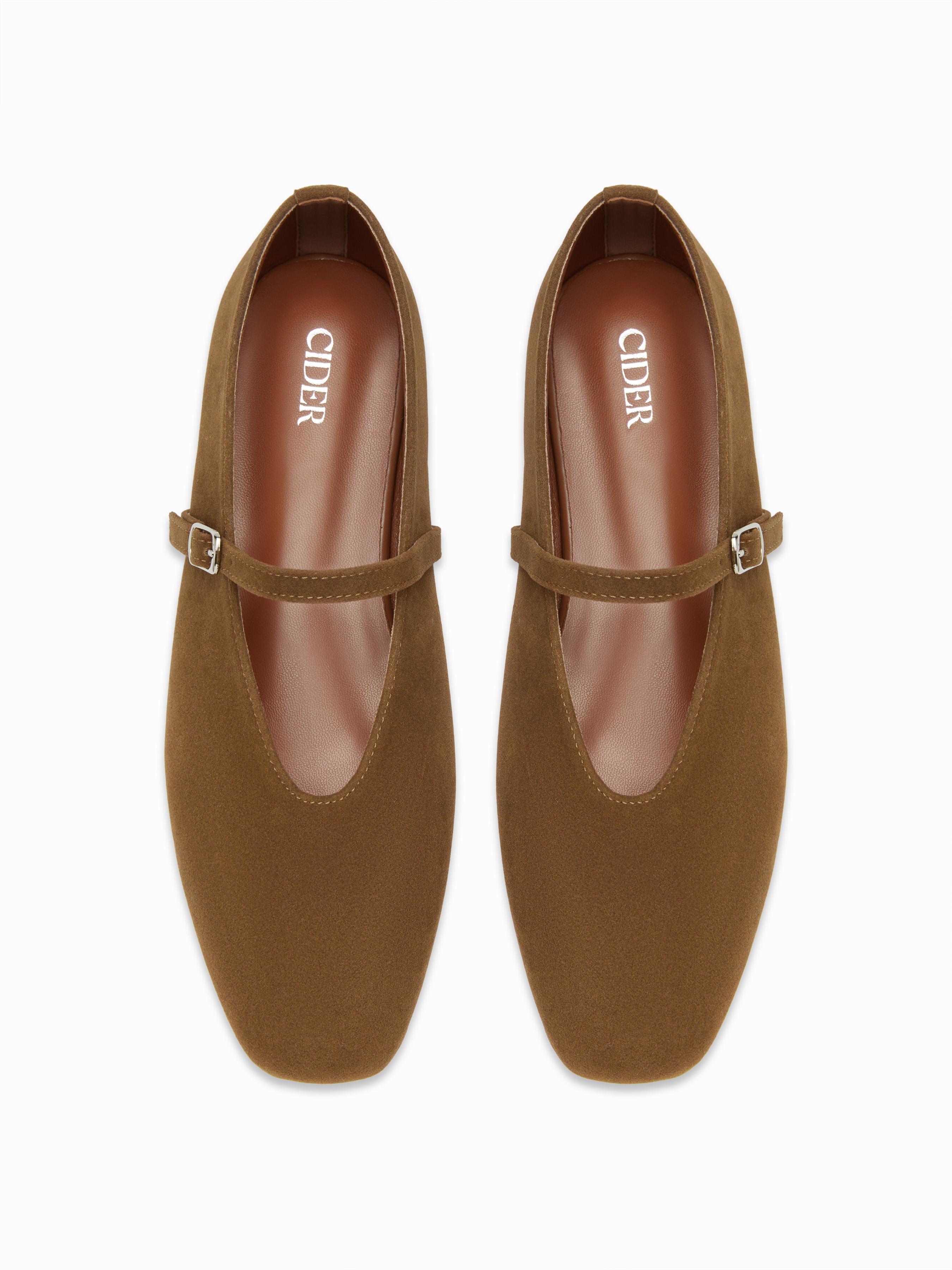 FAUX SUEDE MARY JANE FLATS by CIDER