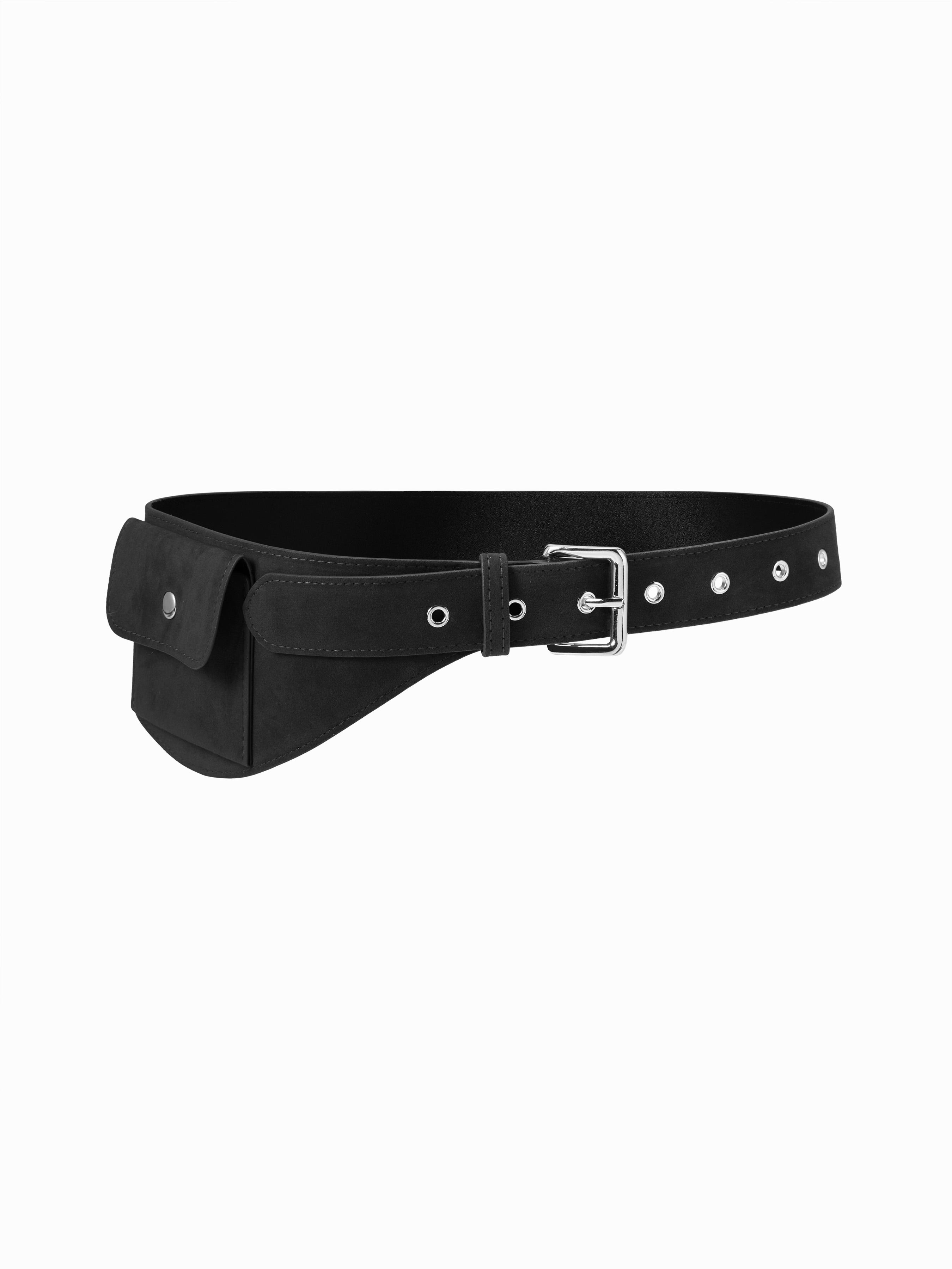 FAUX SUEDE POCKET BUCKLE BELT by CIDER