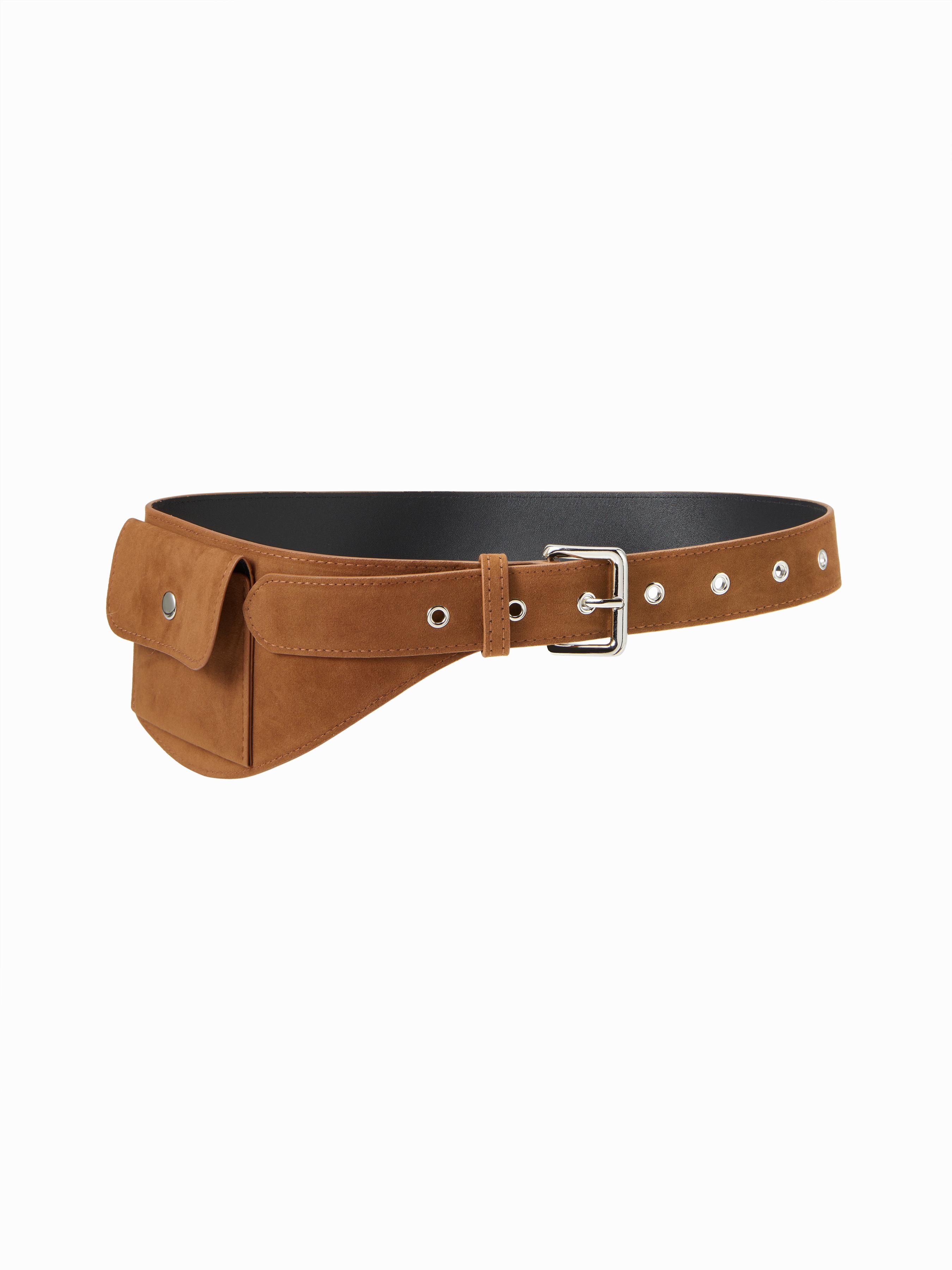 FAUX SUEDE POCKET BUCKLE BELT by CIDER