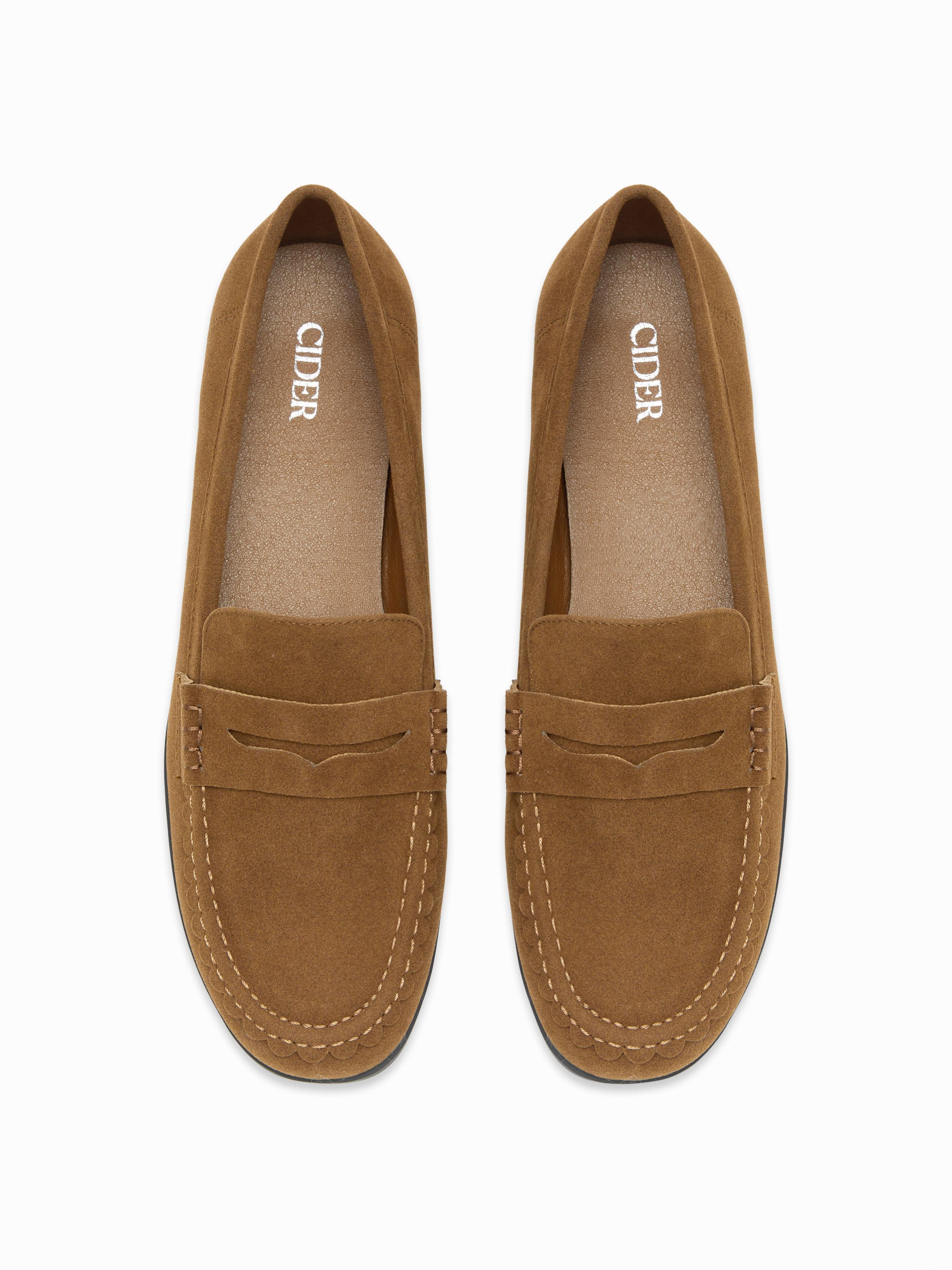 FAUX SUEDE ROUND TOE LOAFERS by CIDER