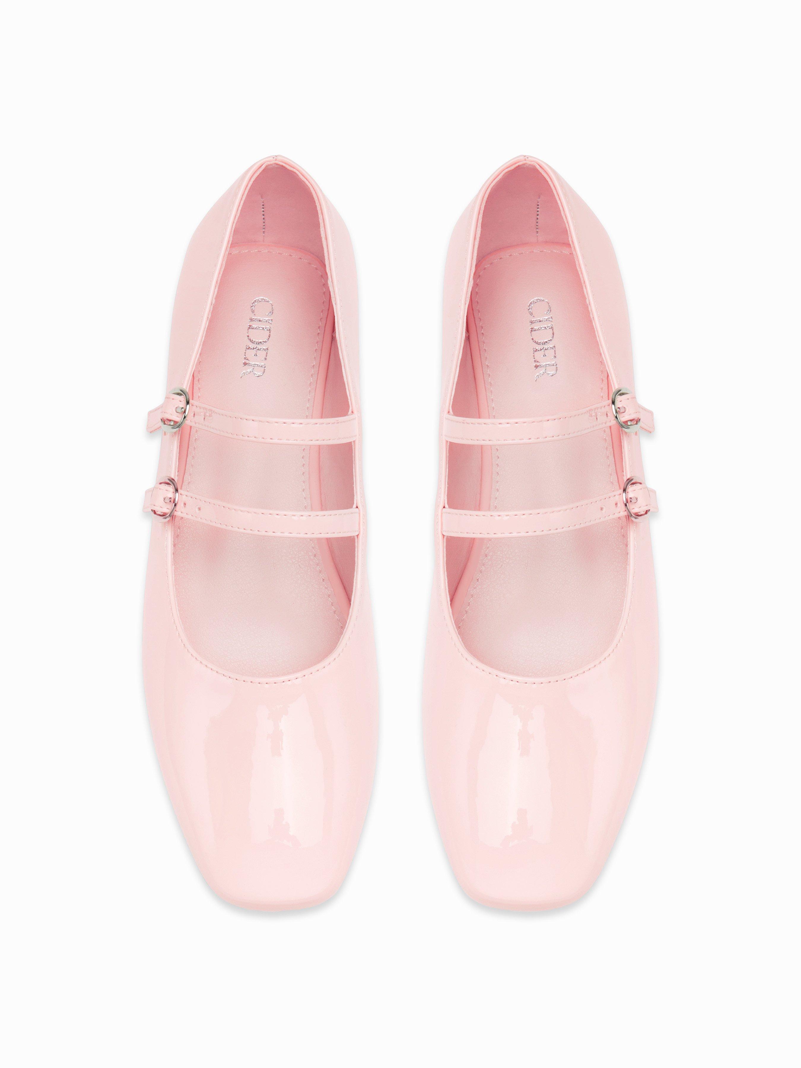 FAUX SUEDE SQUARE TOE BUCKLE MARY JANE FLATS by CIDER