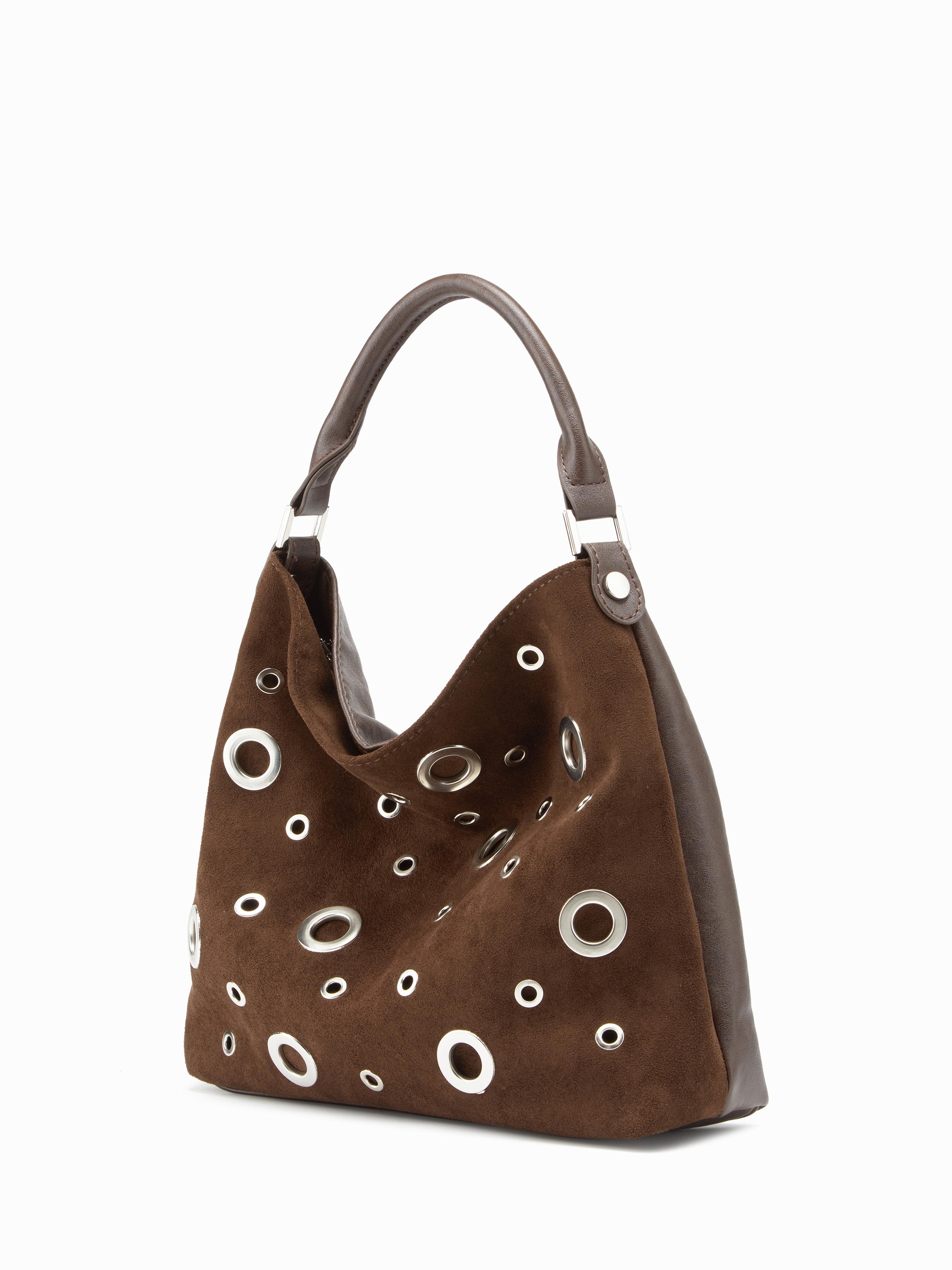 FAUX SUEDE STUDDED SHOULDER BAG & CROSSBODY BAG by CIDER