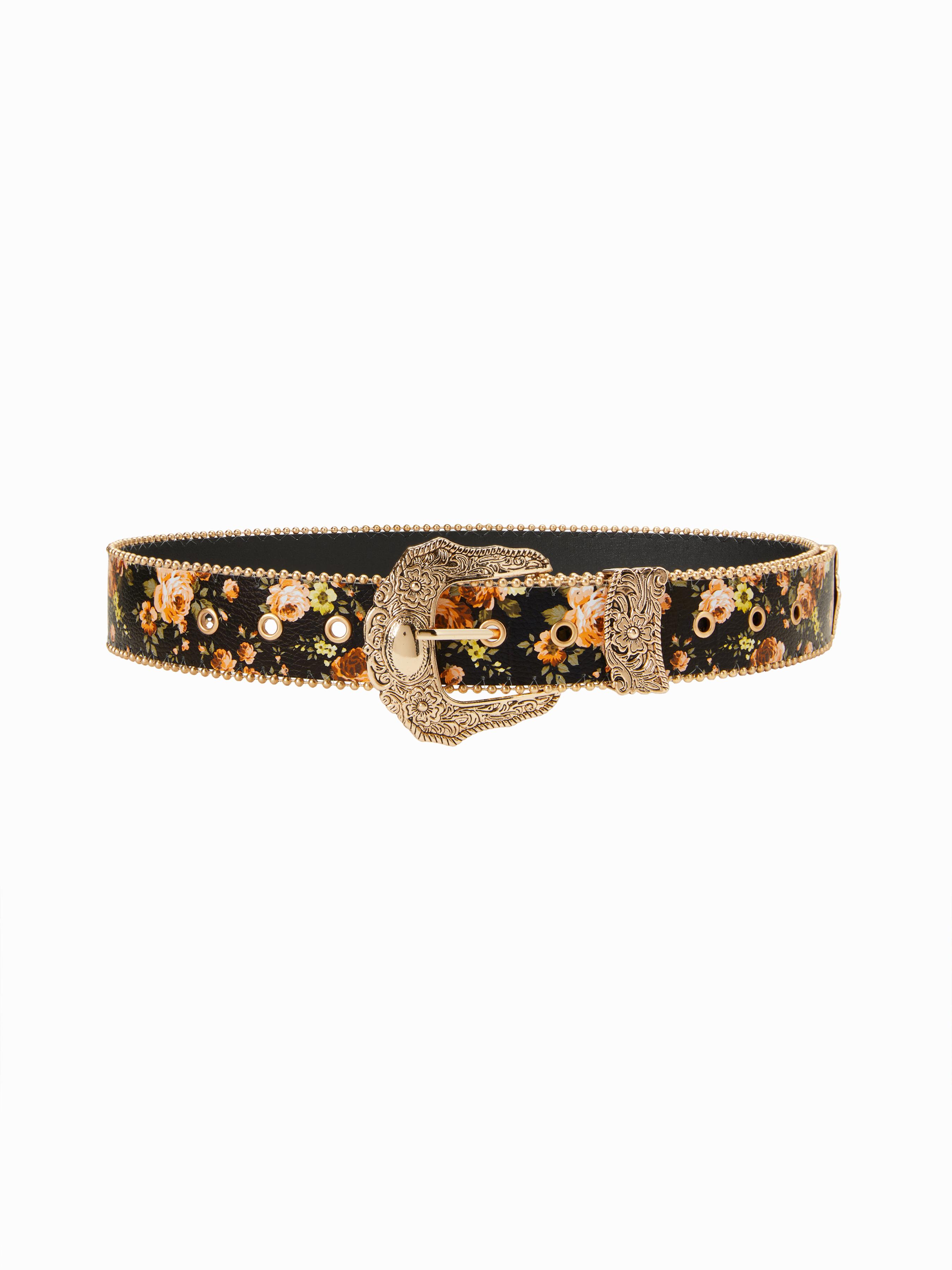 FLORAL ENGRAVED BUCKLE BELT by CIDER