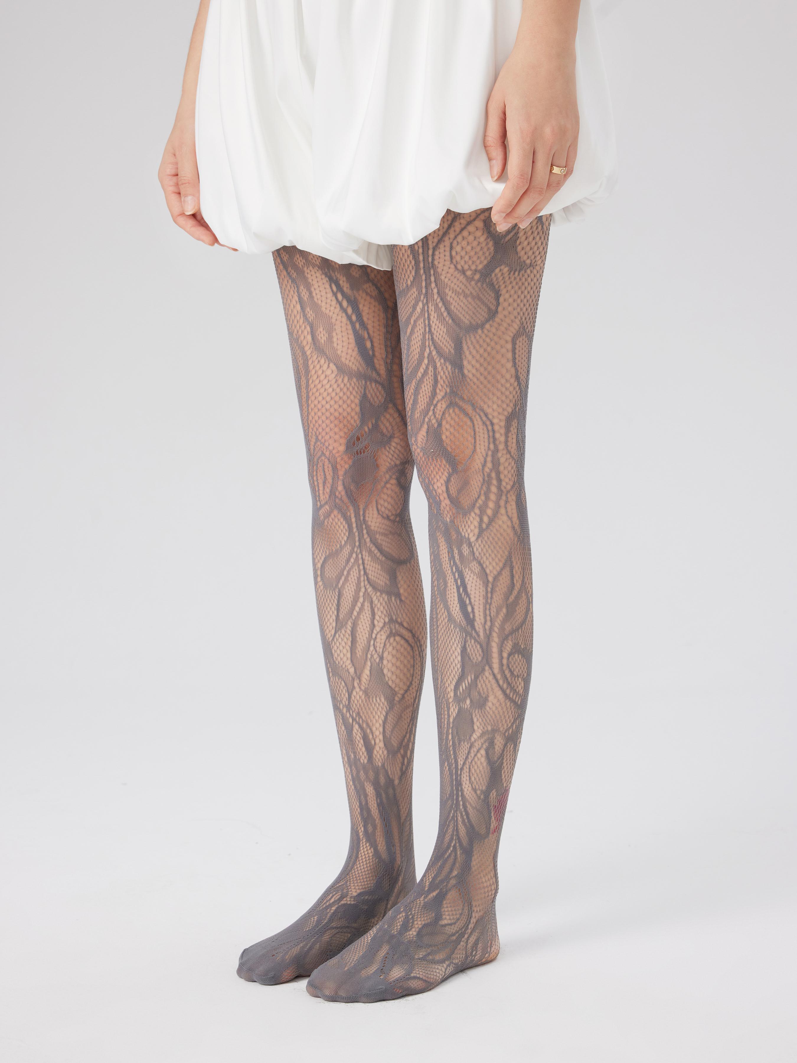 FLORAL JACQUARD MESH TIGHTS by CIDER
