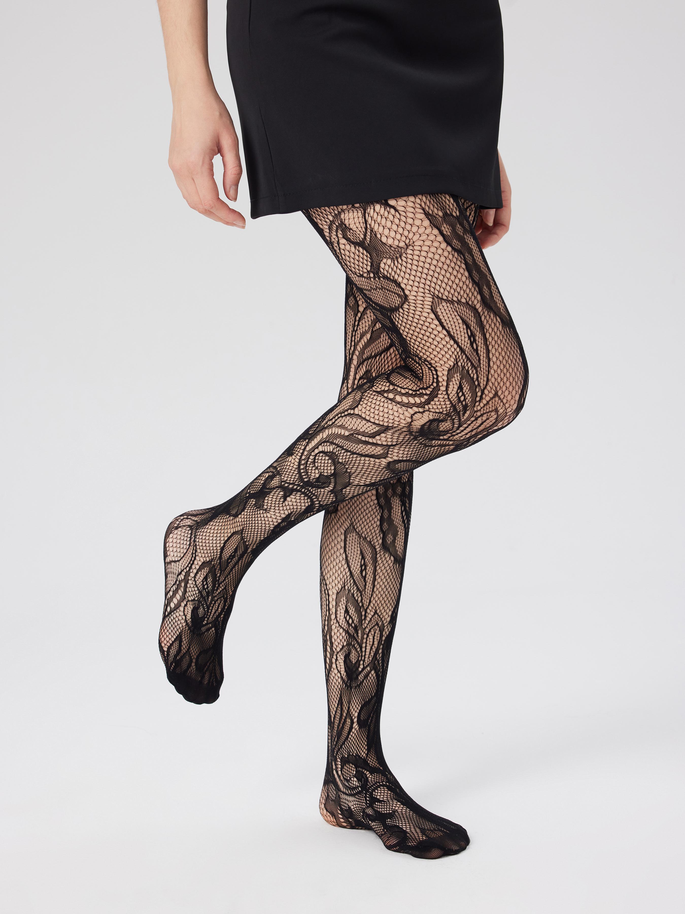 FLORAL JACQUARD MESH TIGHTS by CIDER