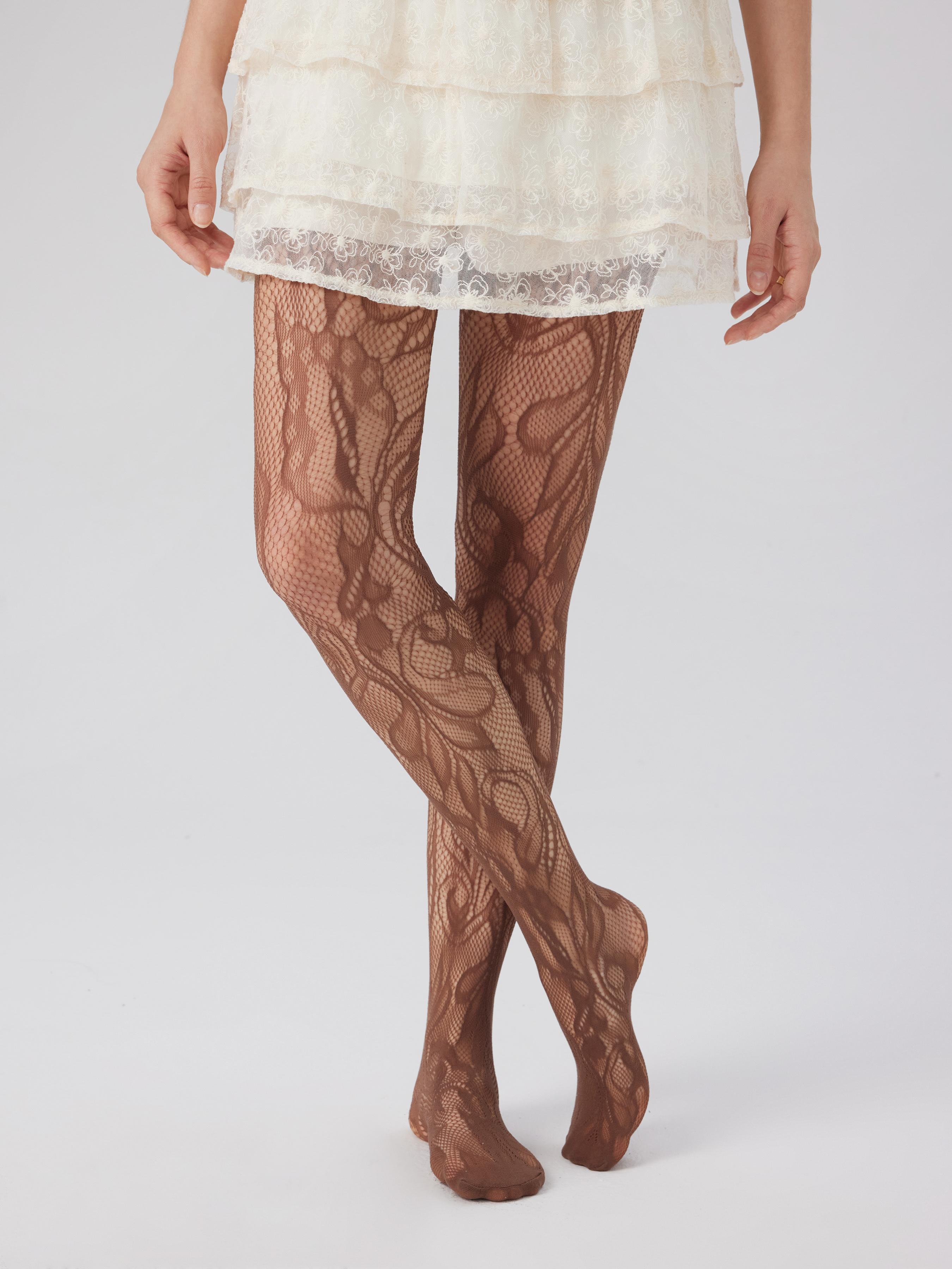 FLORAL JACQUARD MESH TIGHTS by CIDER