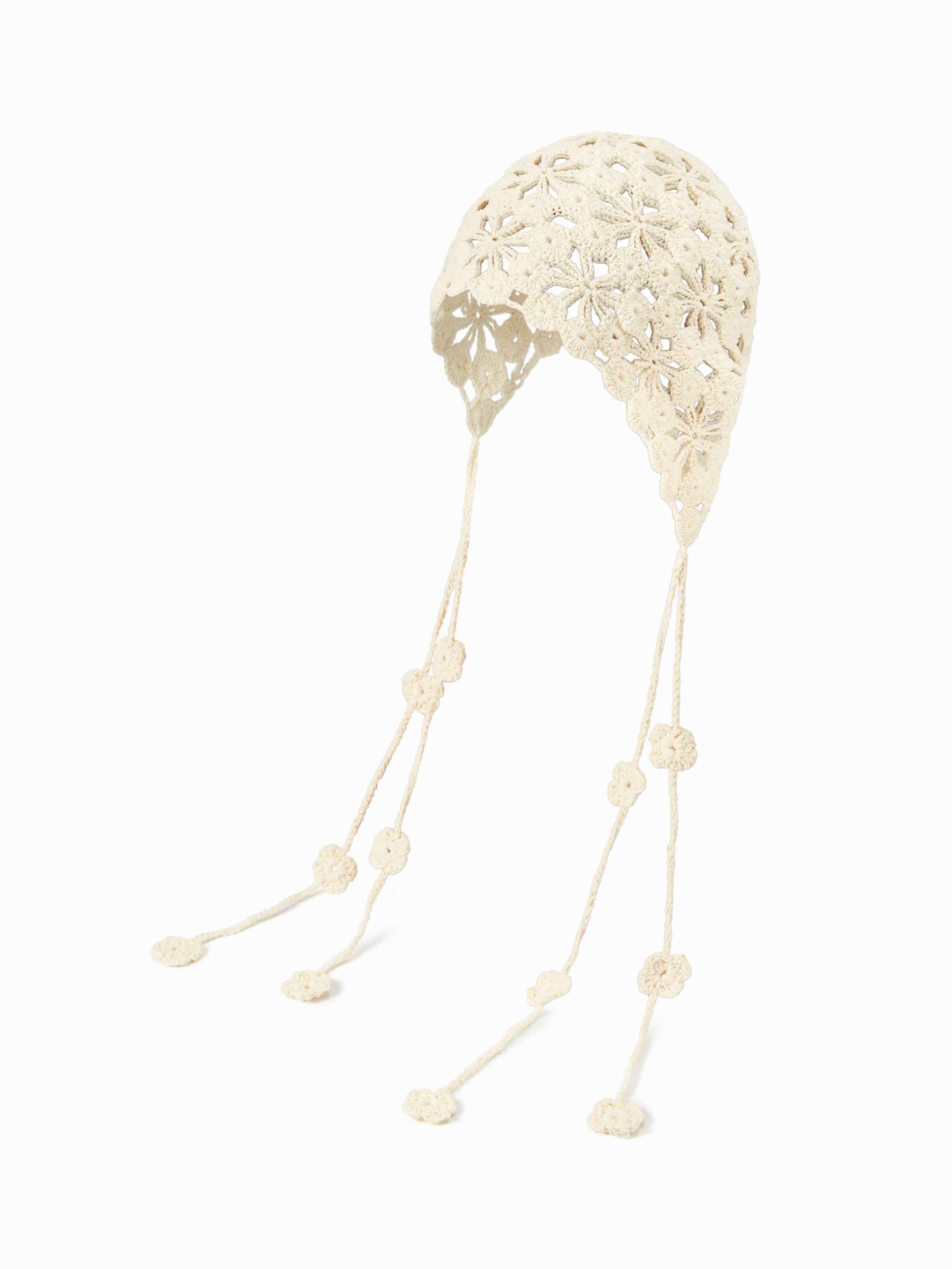 FLORAL KNITTED FRINGED HAT by CIDER