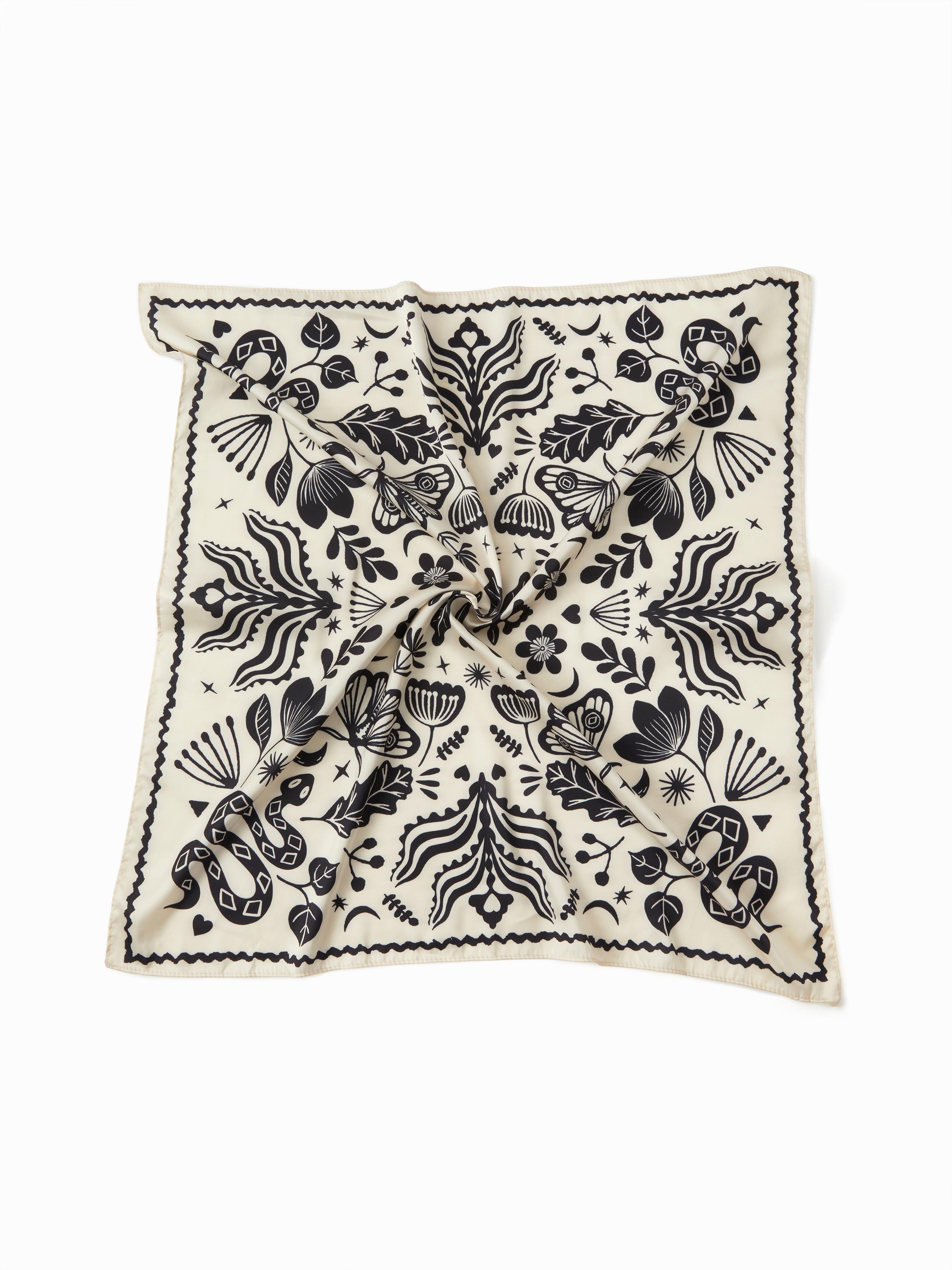 FLORAL & SNAKE SQUARE HEADSCARF by CIDER