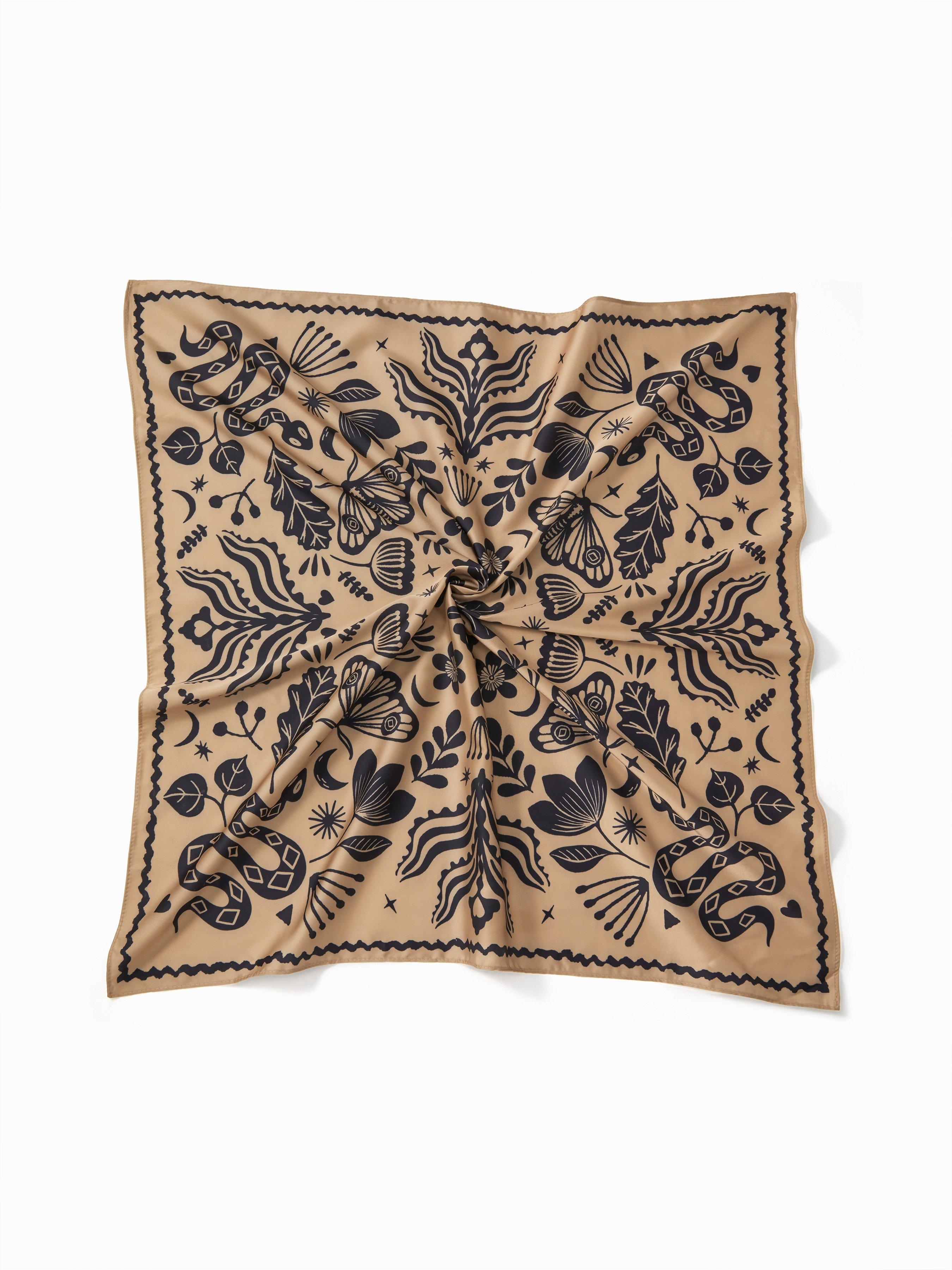 FLORAL & SNAKE SQUARE HEADSCARF by CIDER