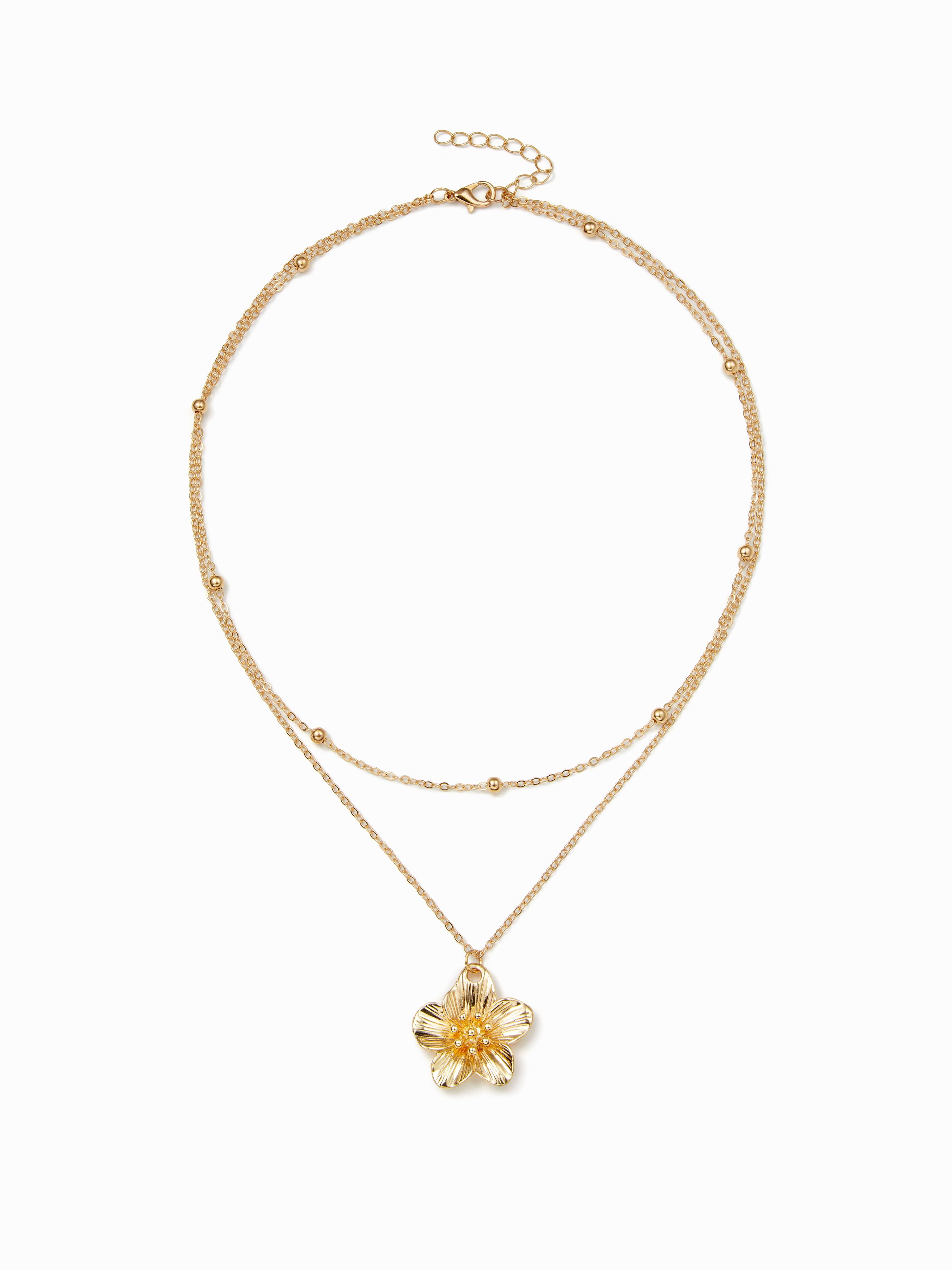 FLOWER PENDANT LAYERED NECKLACE by CIDER