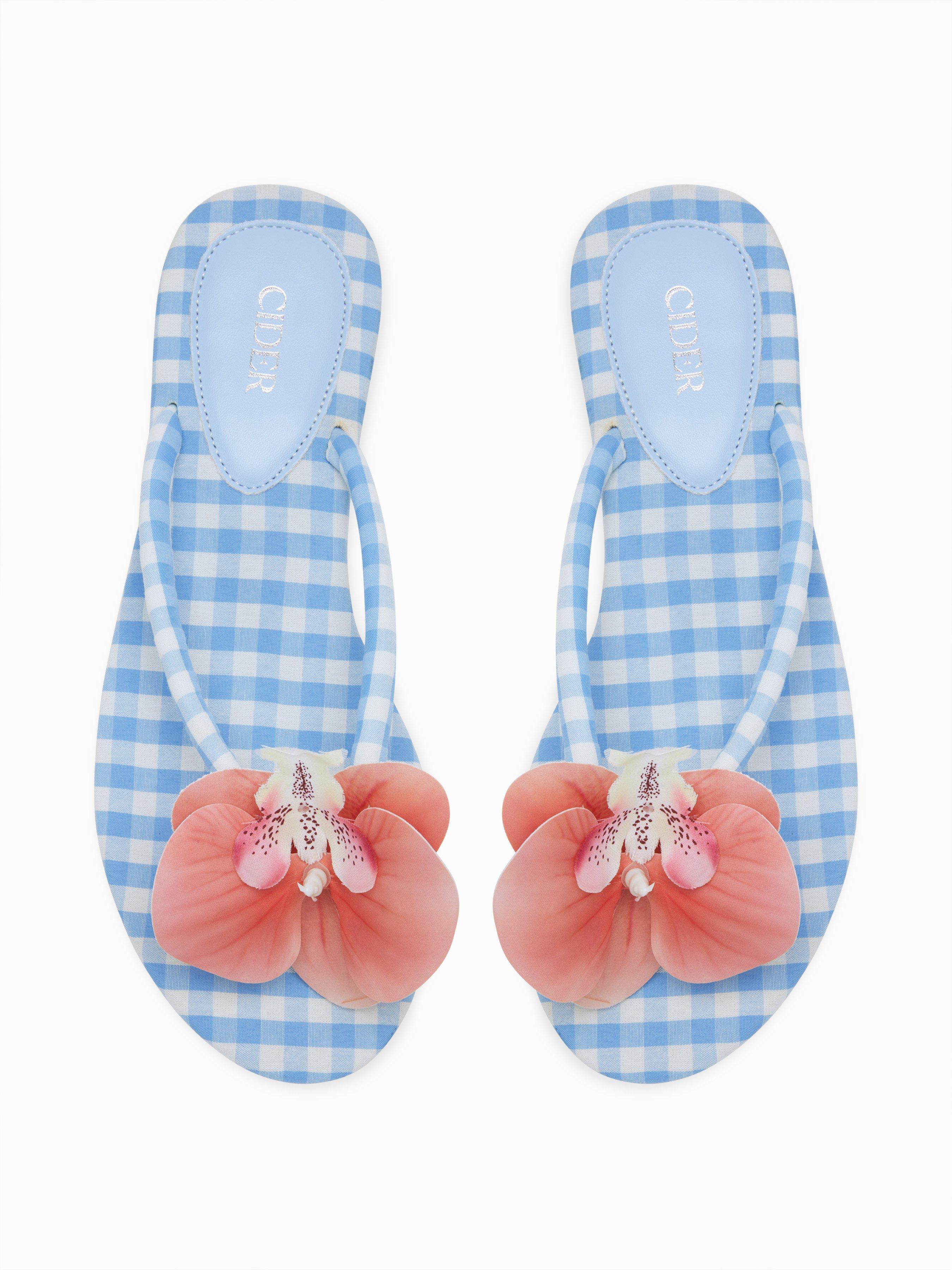 FLOWER & GINGHAM FLIP-FLOP SLIPPERS by CIDER