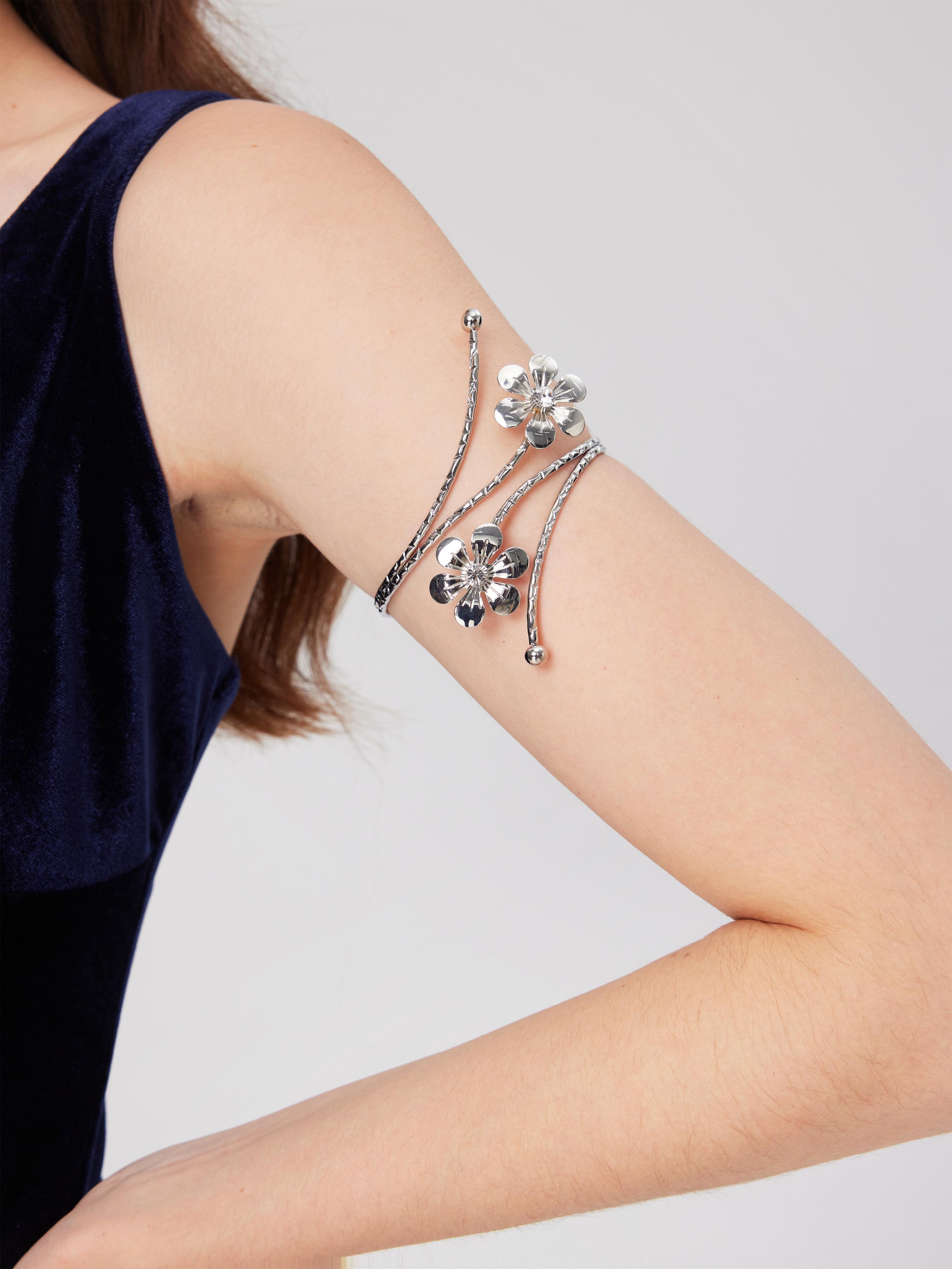 FLOWER & ZIRCON ARM CUFF by CIDER
