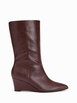 FOLD-OVER STUD POINTED TOE KITTEN HEEL MID-CALF BOOTS by CIDER FOLD-OVER STUD POINTED TOE KITTEN HEEL MID-CALF BOOTS by CIDER