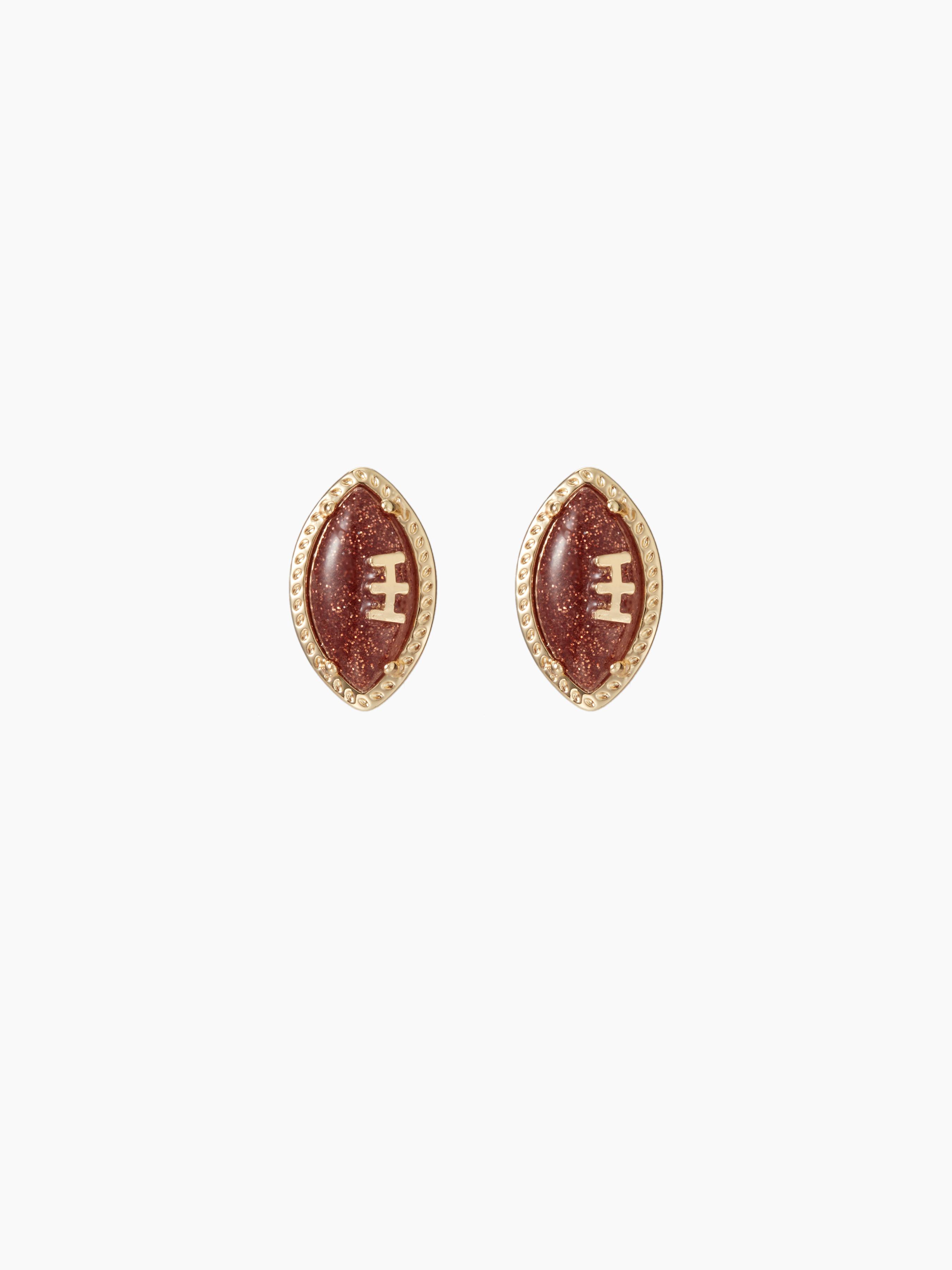 FOOTBALL 14K GOLD PLATED COPPER STUD EARRINGS by CIDER