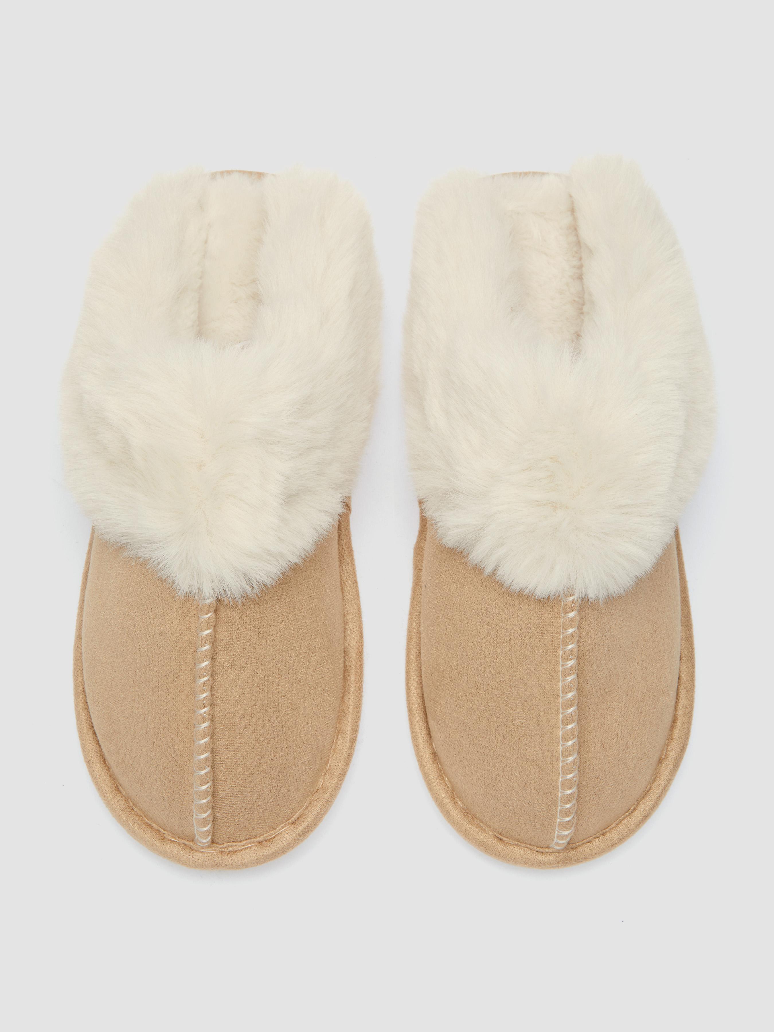 FUR-EFFECT TRIM SLIPPERS by CIDER