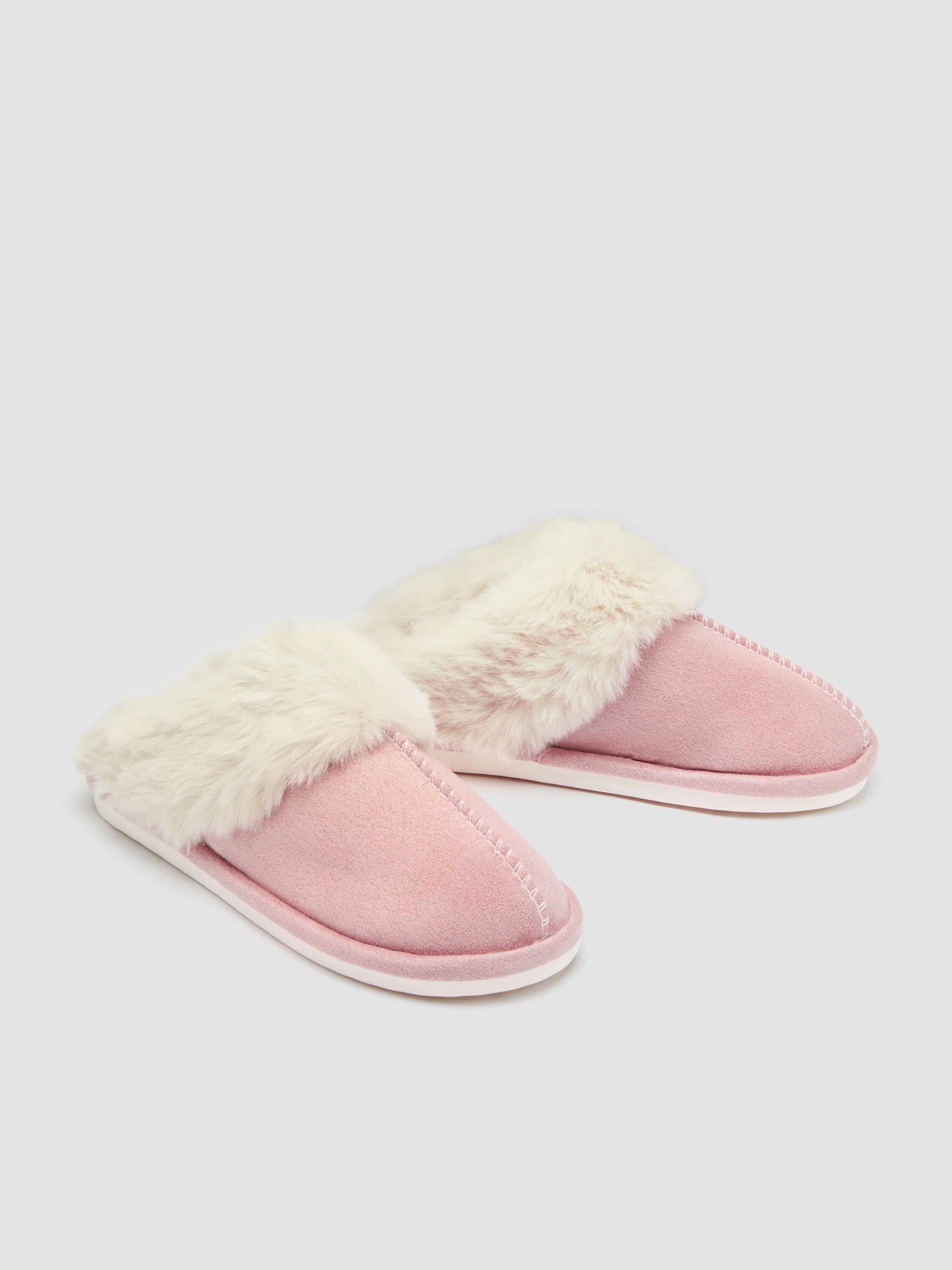 FUR-EFFECT TRIM SLIPPERS by CIDER