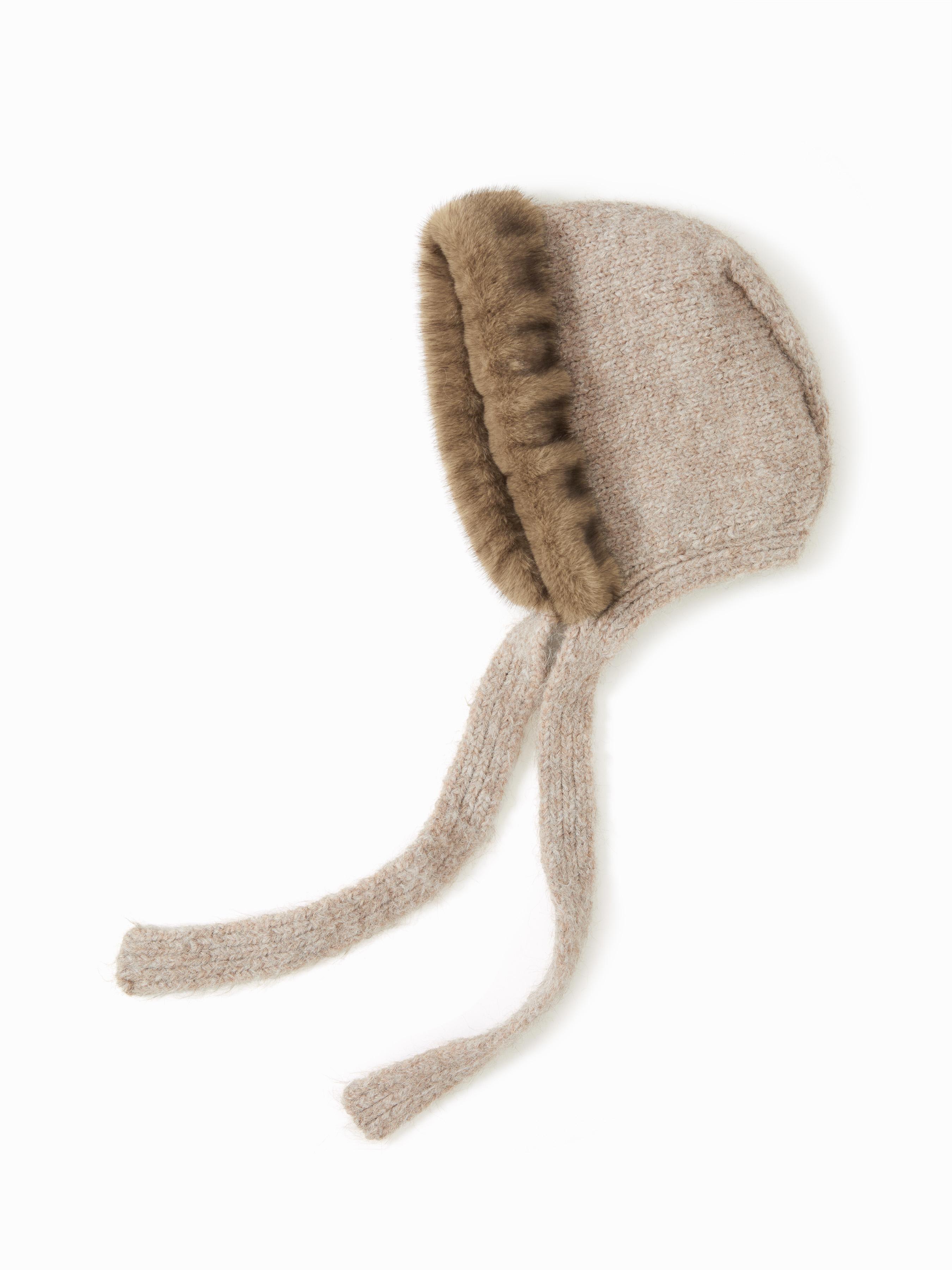 FUZZY LACE UP KNITTED HAT by CIDER