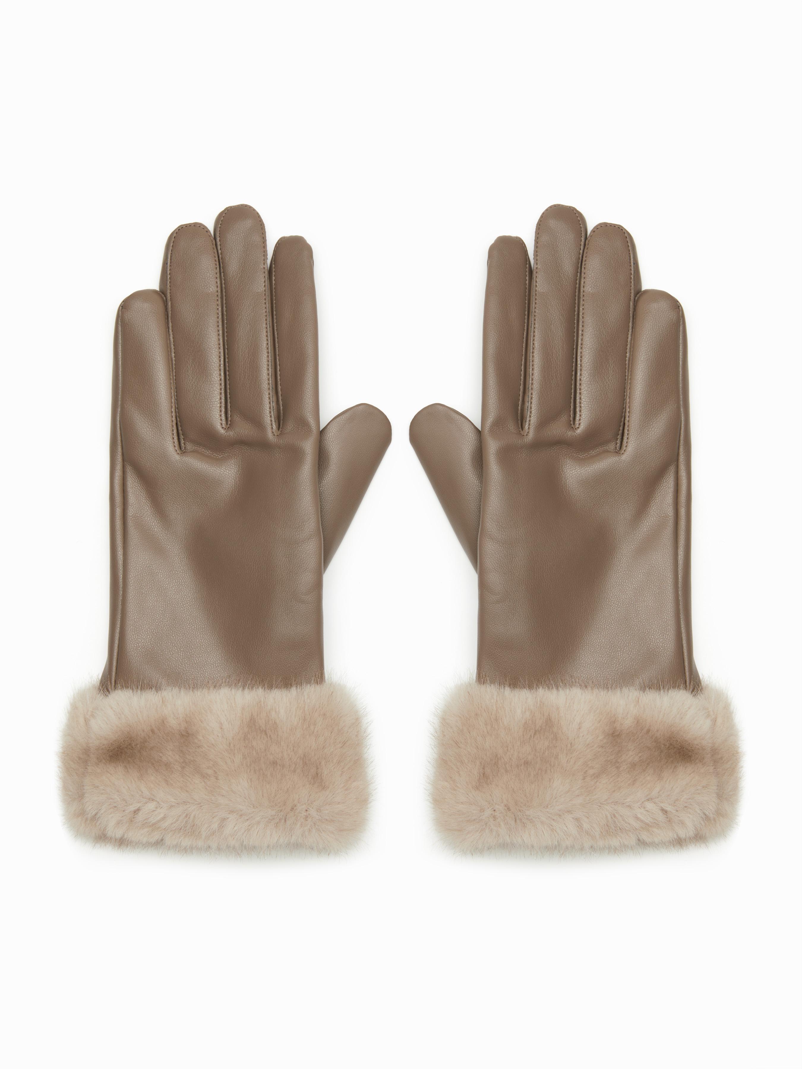 FUZZY & FAUX LEATHER GLOVES by CIDER
