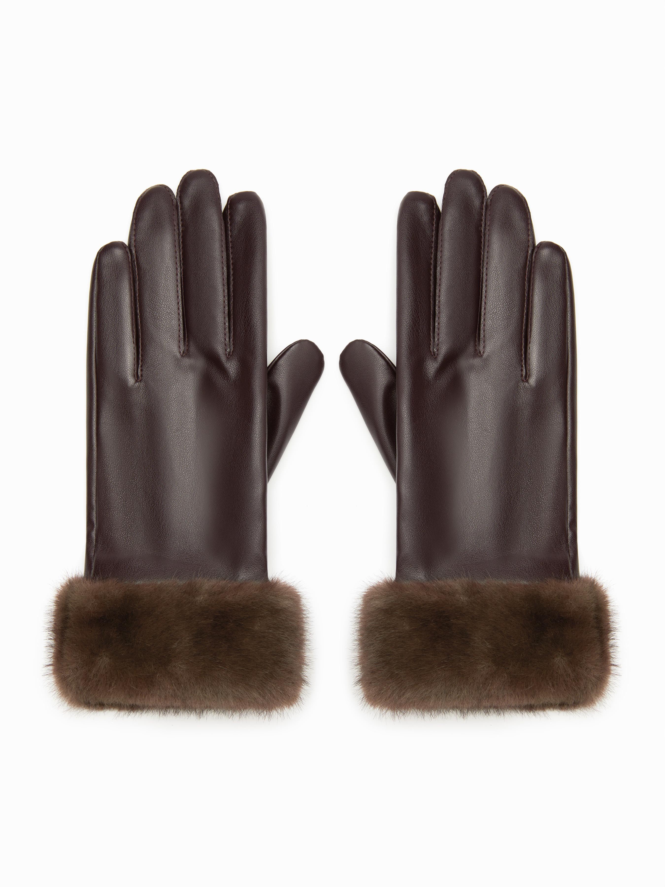 FUZZY & FAUX LEATHER GLOVES by CIDER