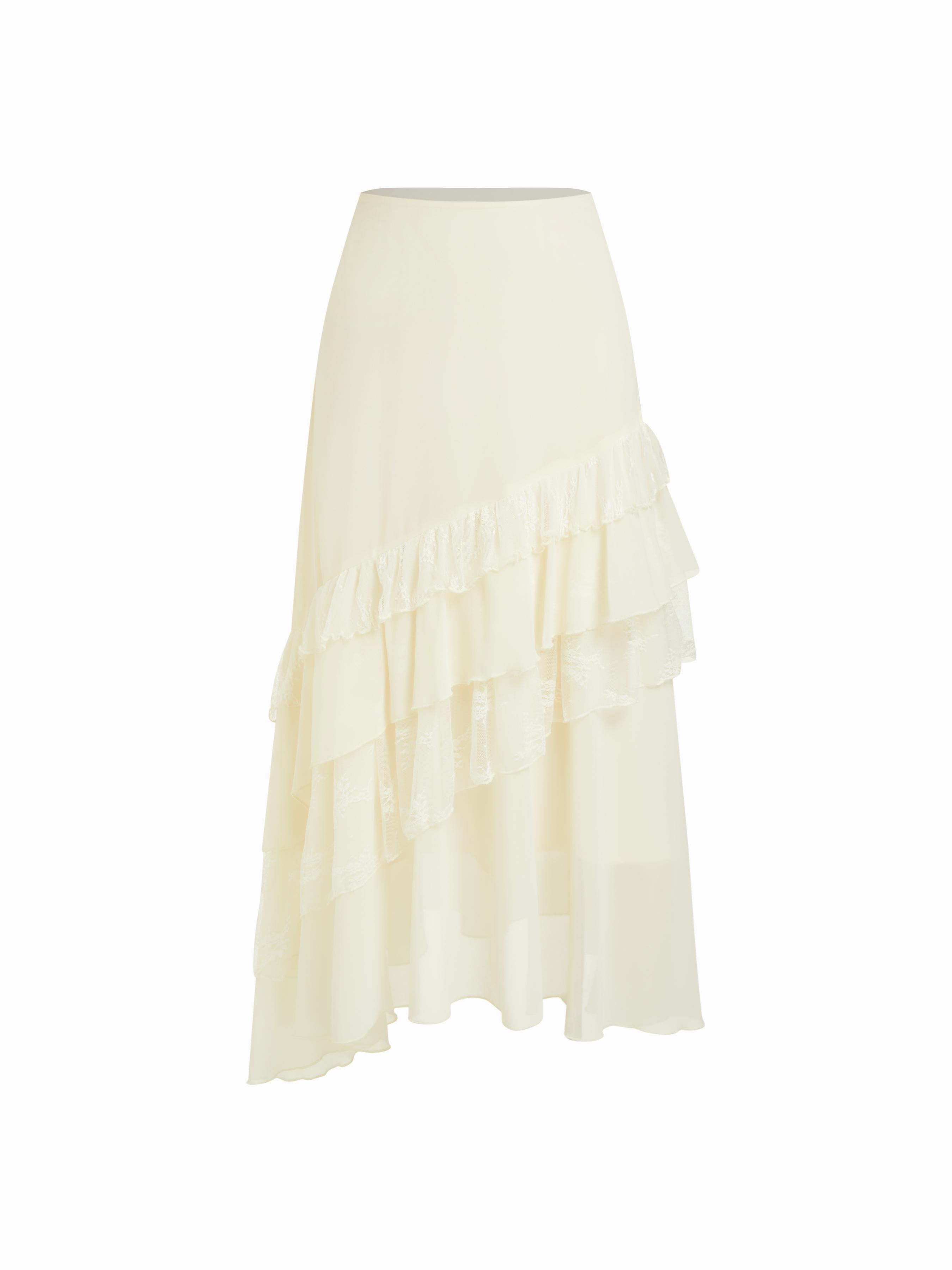 Falda Maxi Capas de Chiffón de Alto Talón con Estampa de Leopardo by CIDER Falda Maxi Capas de Chiffón de Alto Talón con Estampa de Leopardo by CIDER