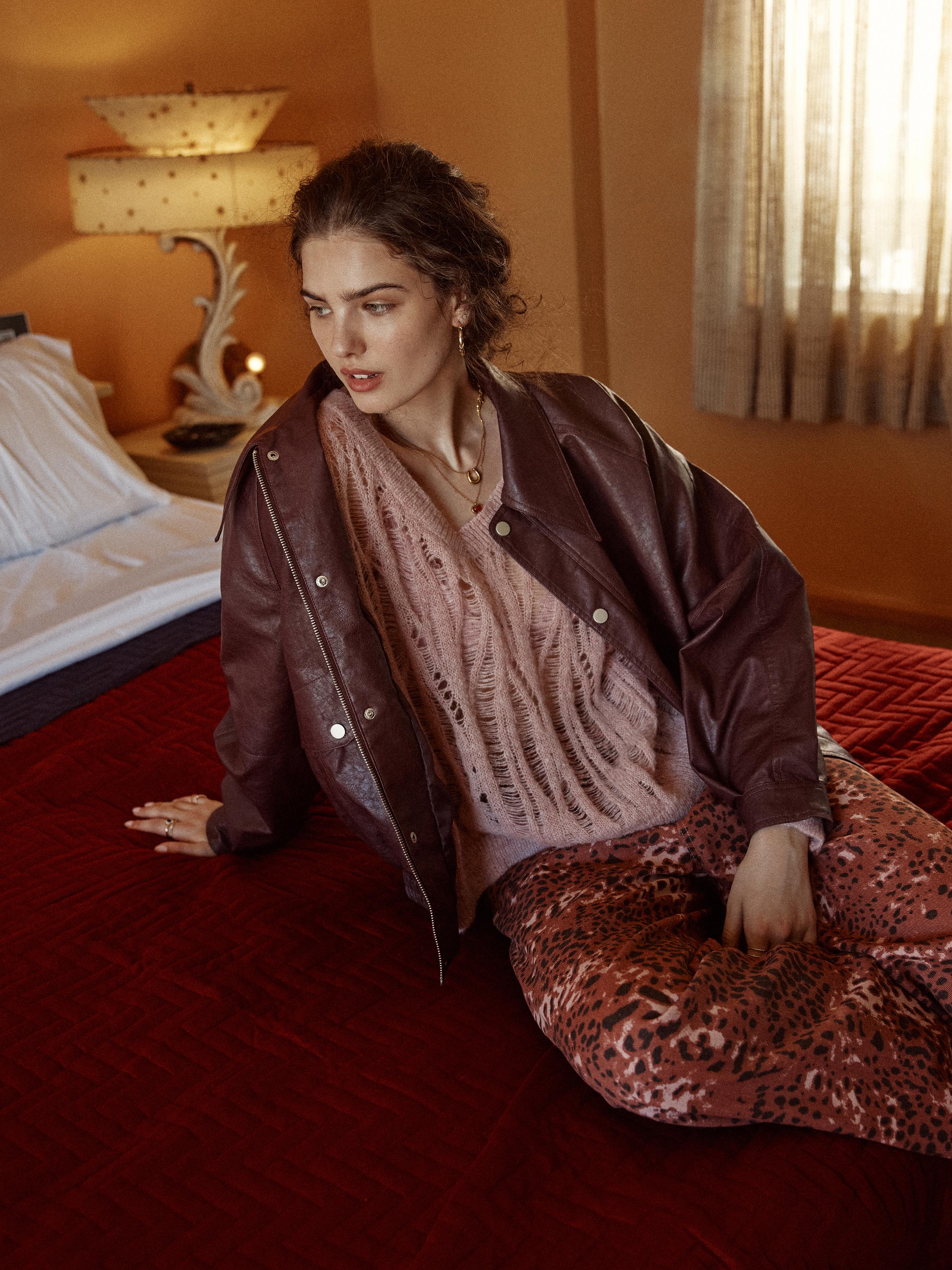 Faux Leather Zipper Jacket by CIDER