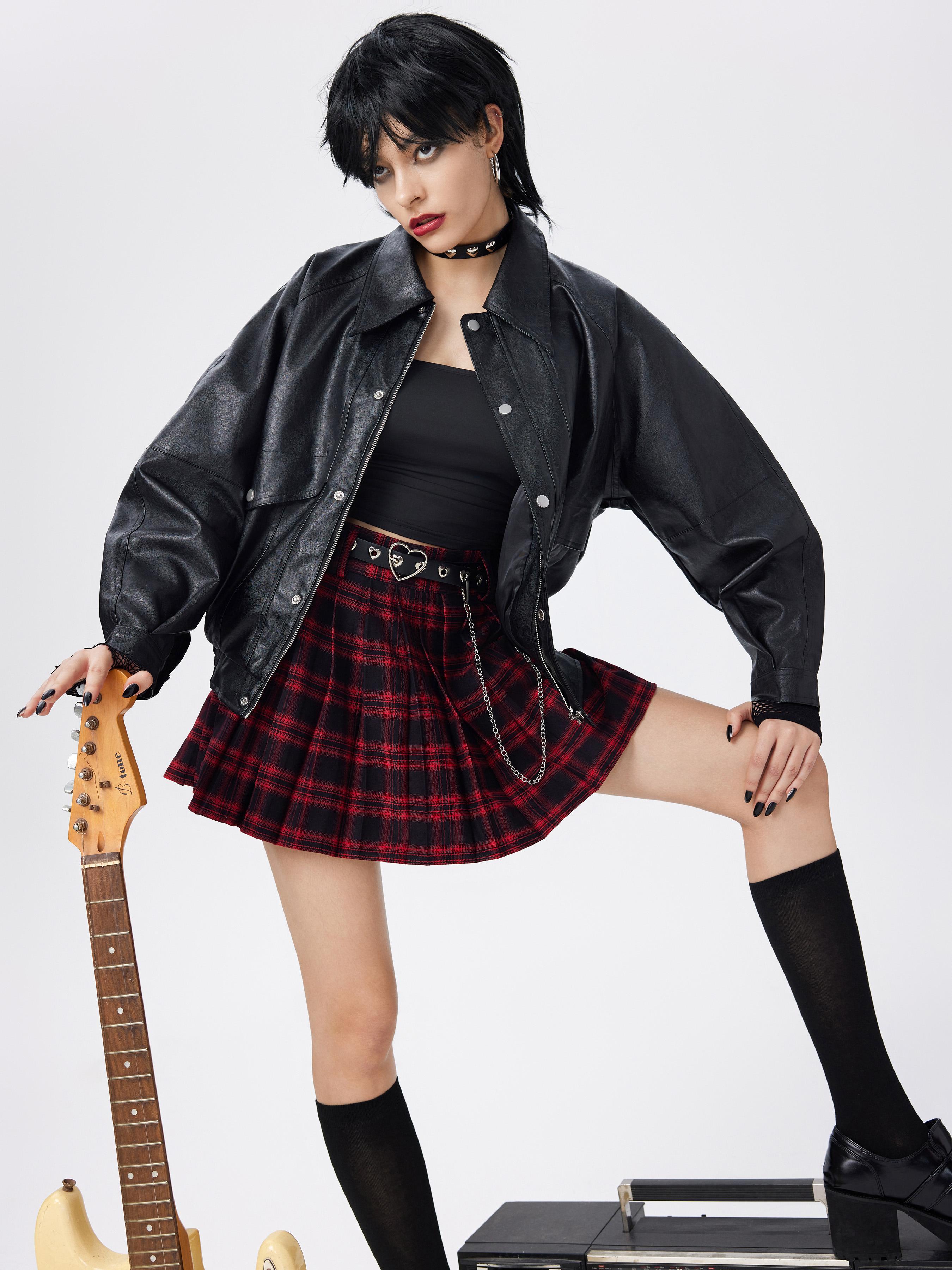 Faux Leather Zipper Jacket by CIDER