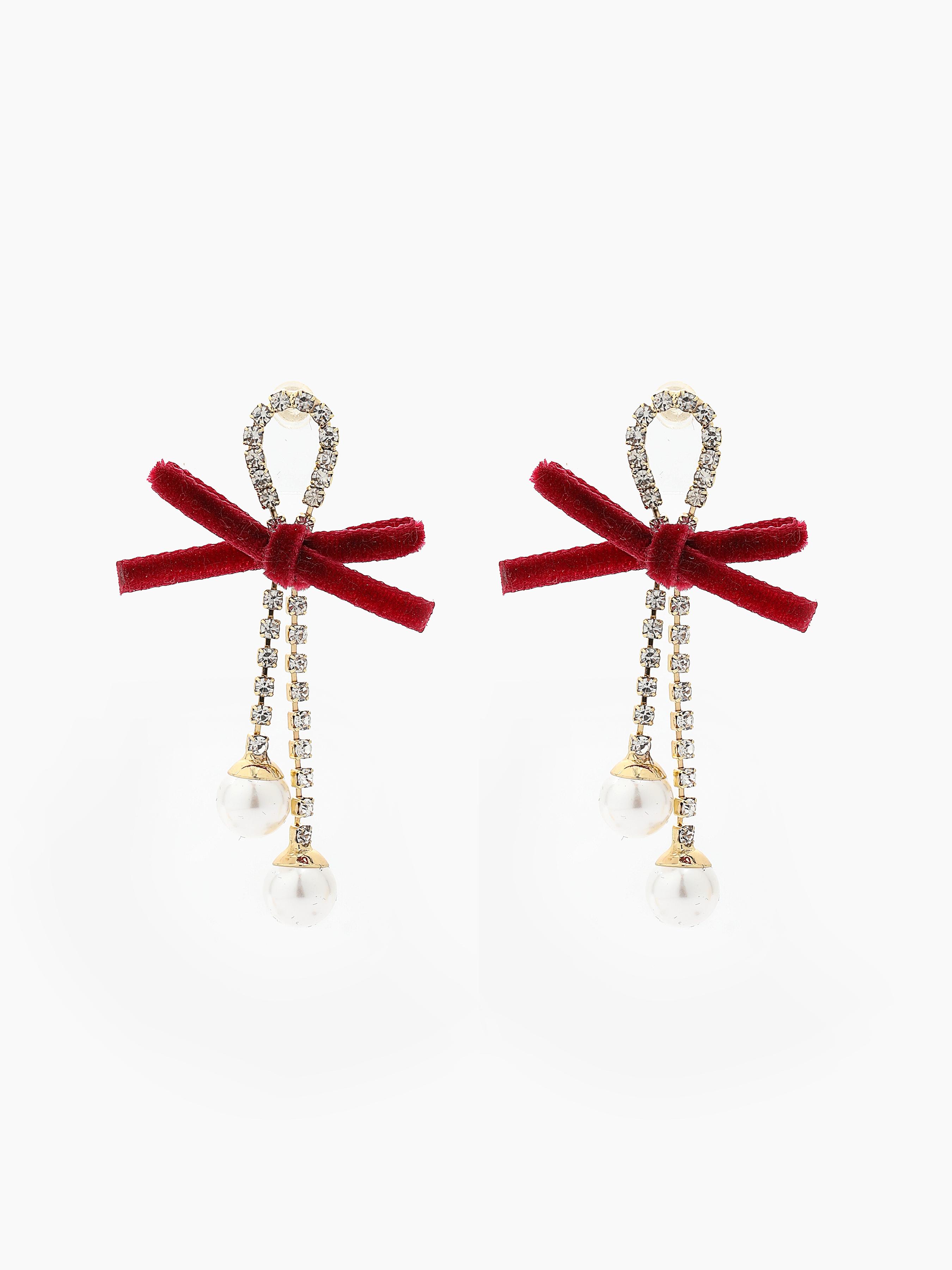 Faux Pearl & Bowknot Earrings by CIDER