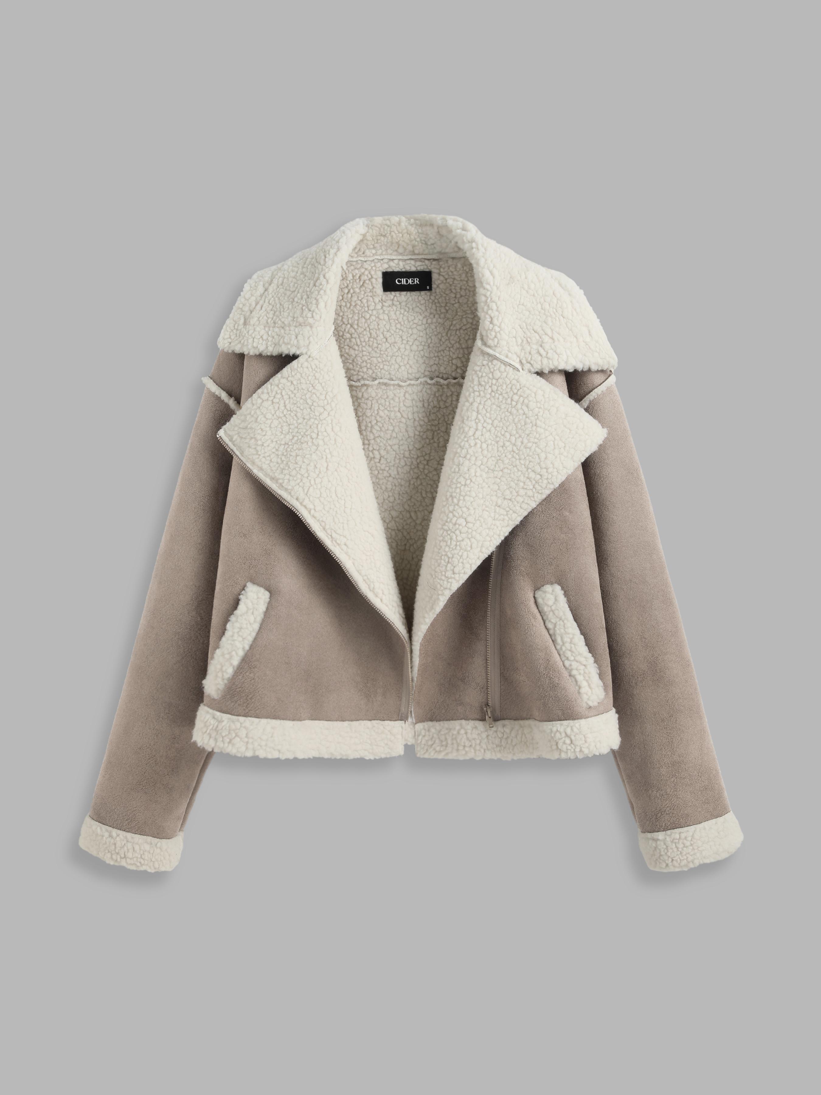 Faux Sherpa Oversized Biker Jacket by CIDER