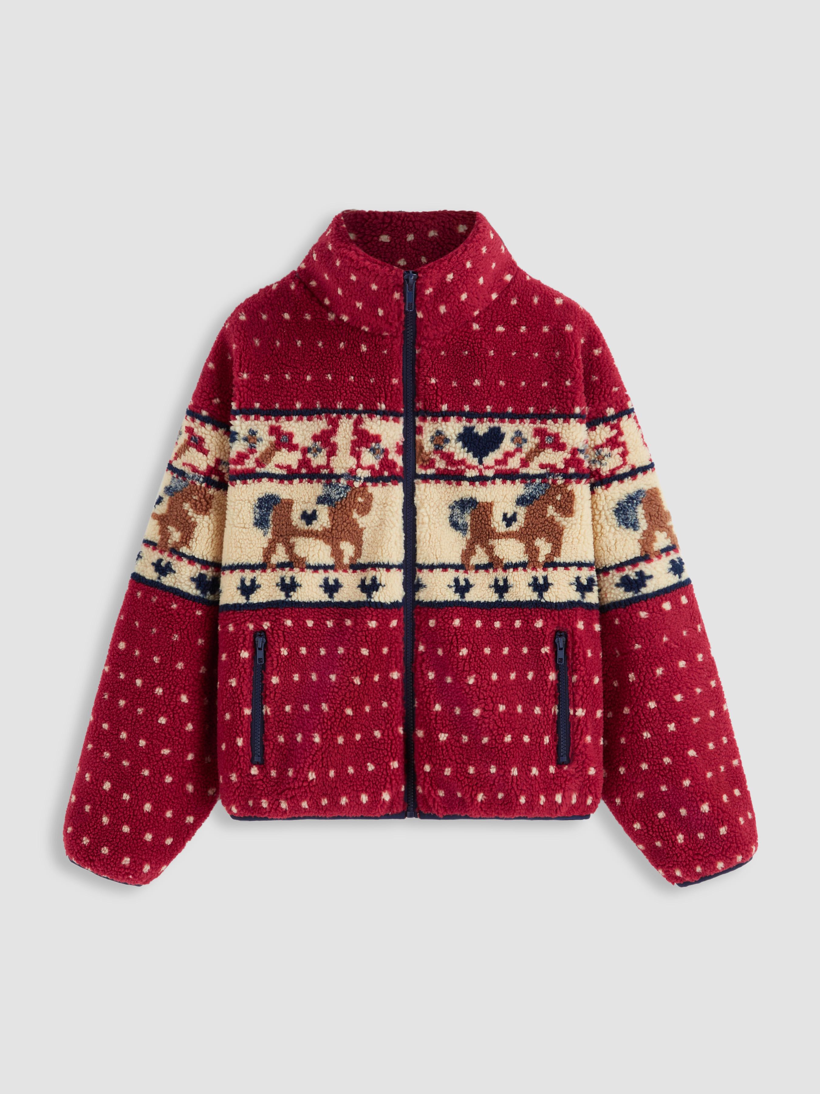 Fleece Collar Graphic Jacket by CIDER