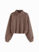 Fleece High Neck Solid Drawstring Zipper Sweatshirt by CIDER