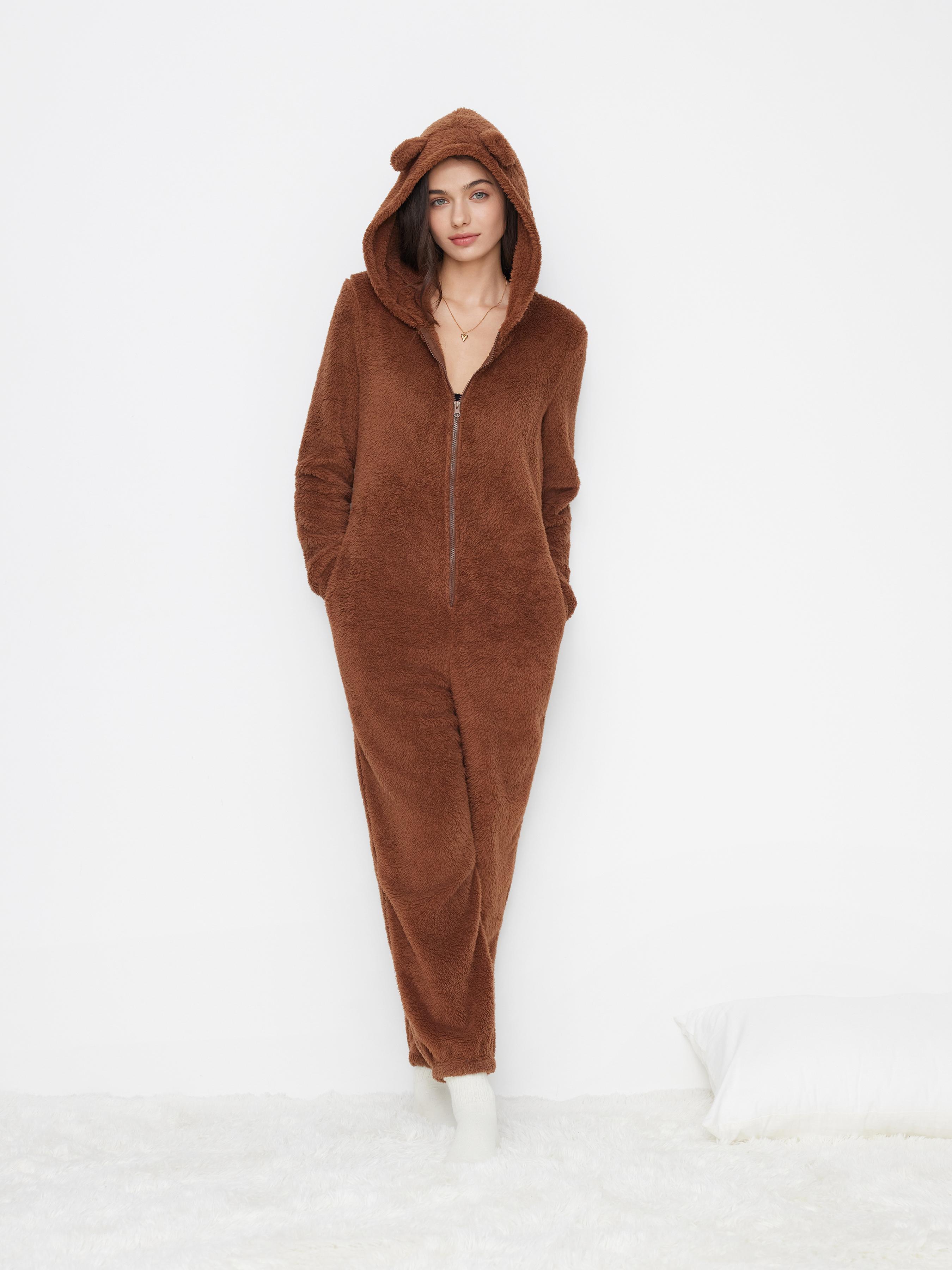 Fleece Hooded Cropped Loungewear Jumpsuit by CIDER