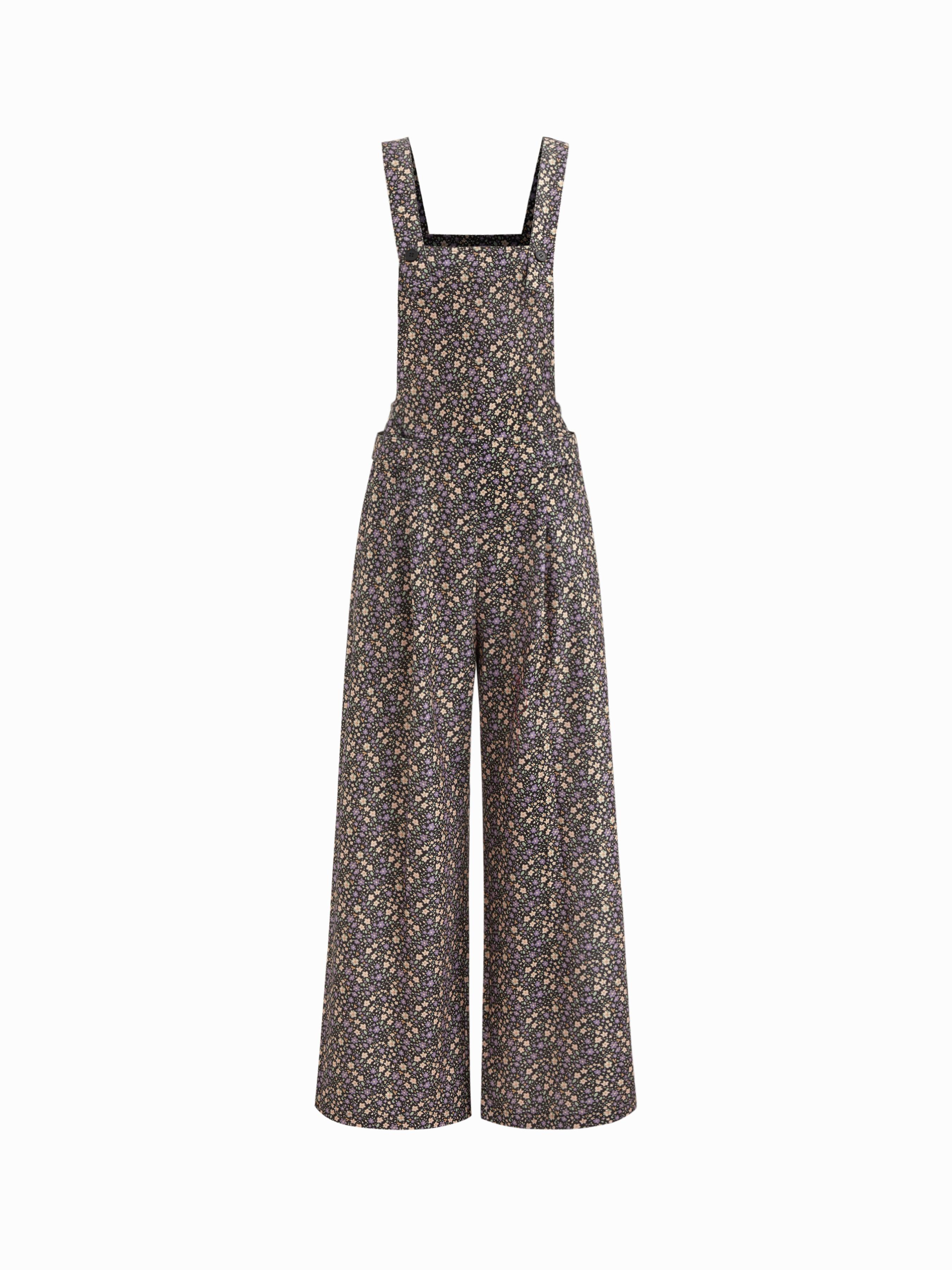 Floral Button Straight Leg Jumpsuit by CIDER