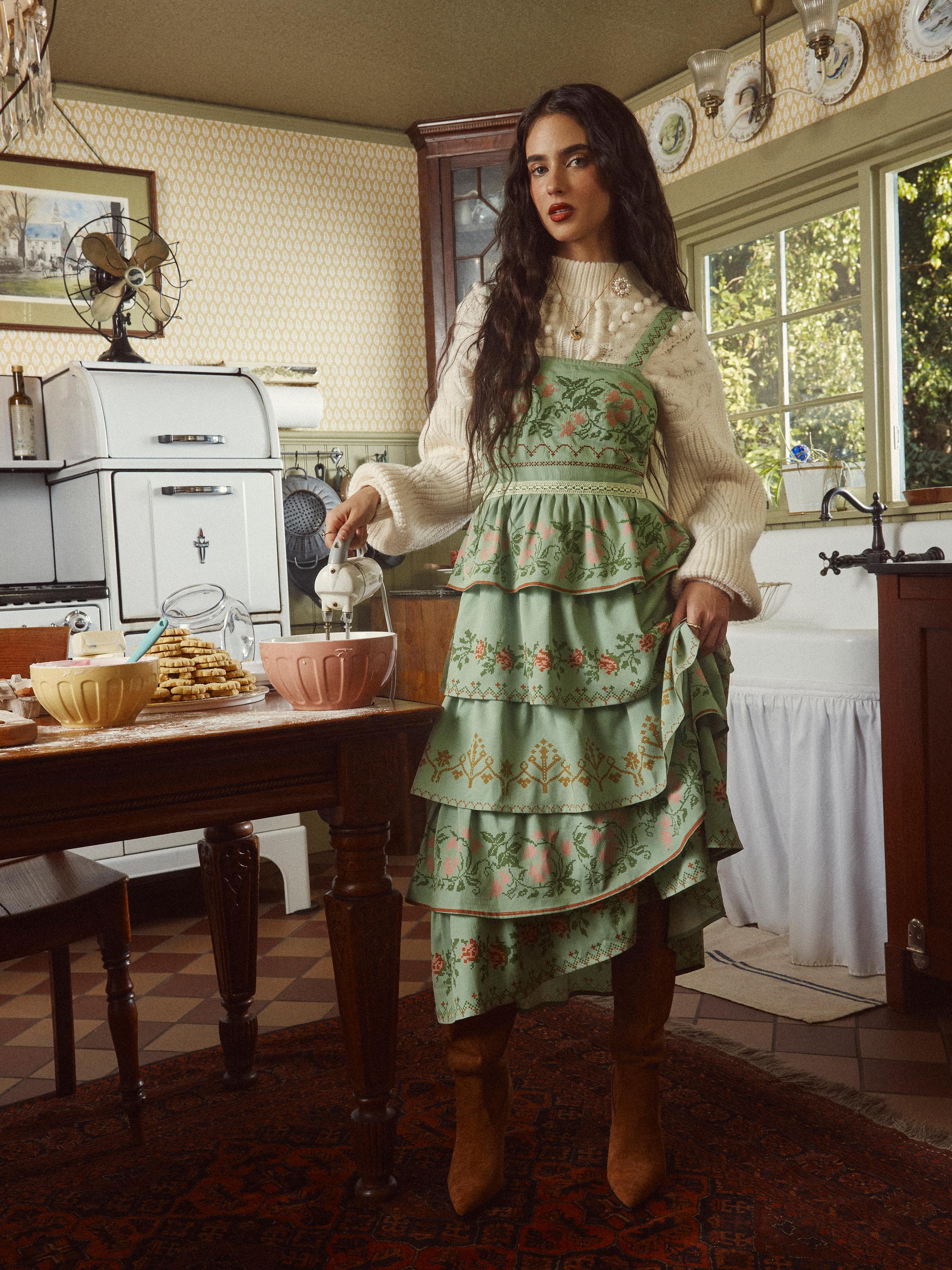 Floral Embroidery Tiered Maxi Cami Dress by CIDER