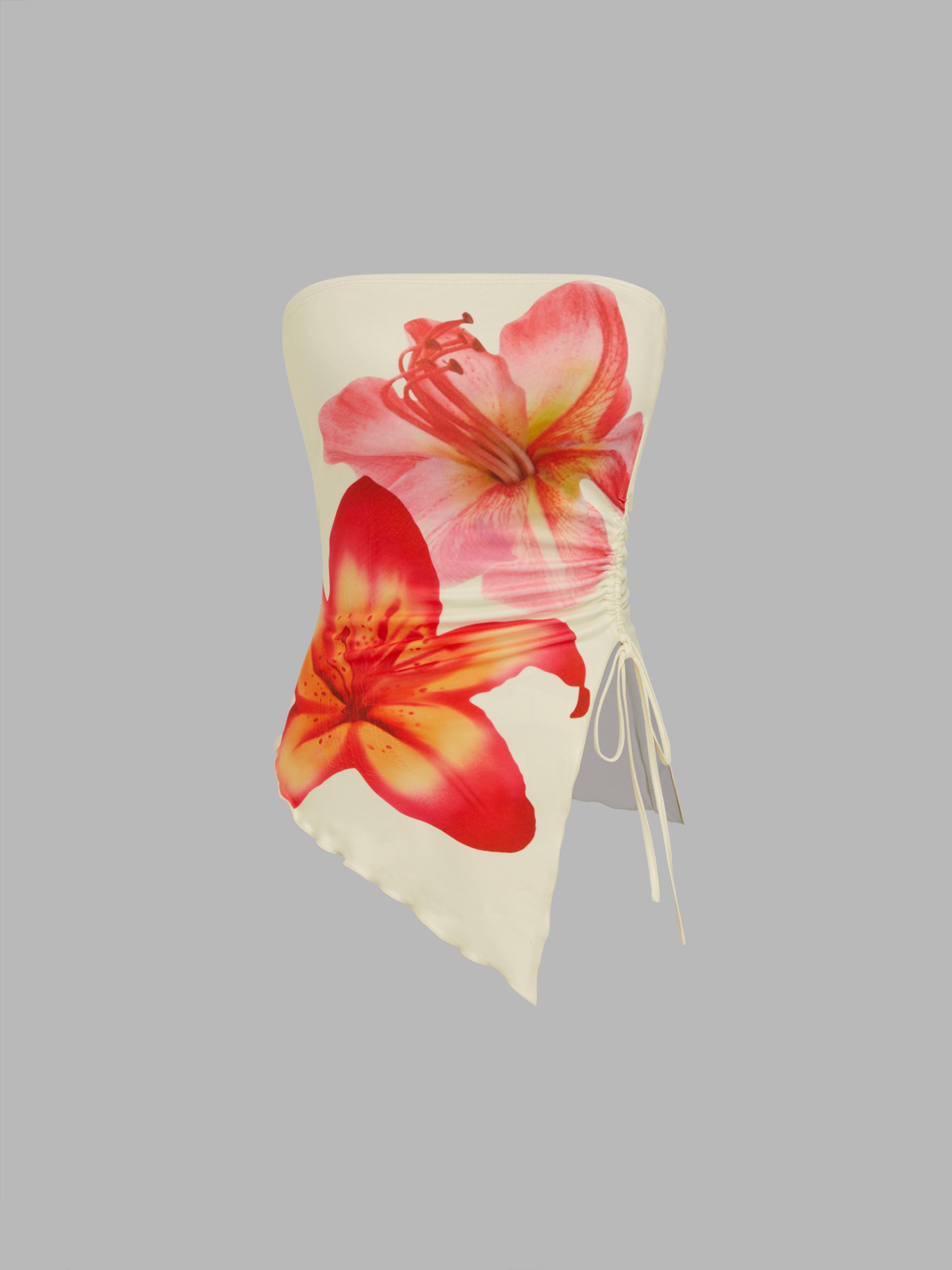 Floral Graphic Drawstring Asymmetrical Hem Bandeau Top by CIDER