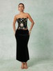 Floral Jacquard Bandeau Corset Top & Mid Rise Mermaid Maxi Skirt Set by CIDER Floral Jacquard Bandeau Corset Top & Mid Rise Mermaid Maxi Skirt Set by CIDER