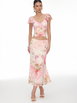 Floral Lace Trim Top and Maxi Skirt Set by CIDER
