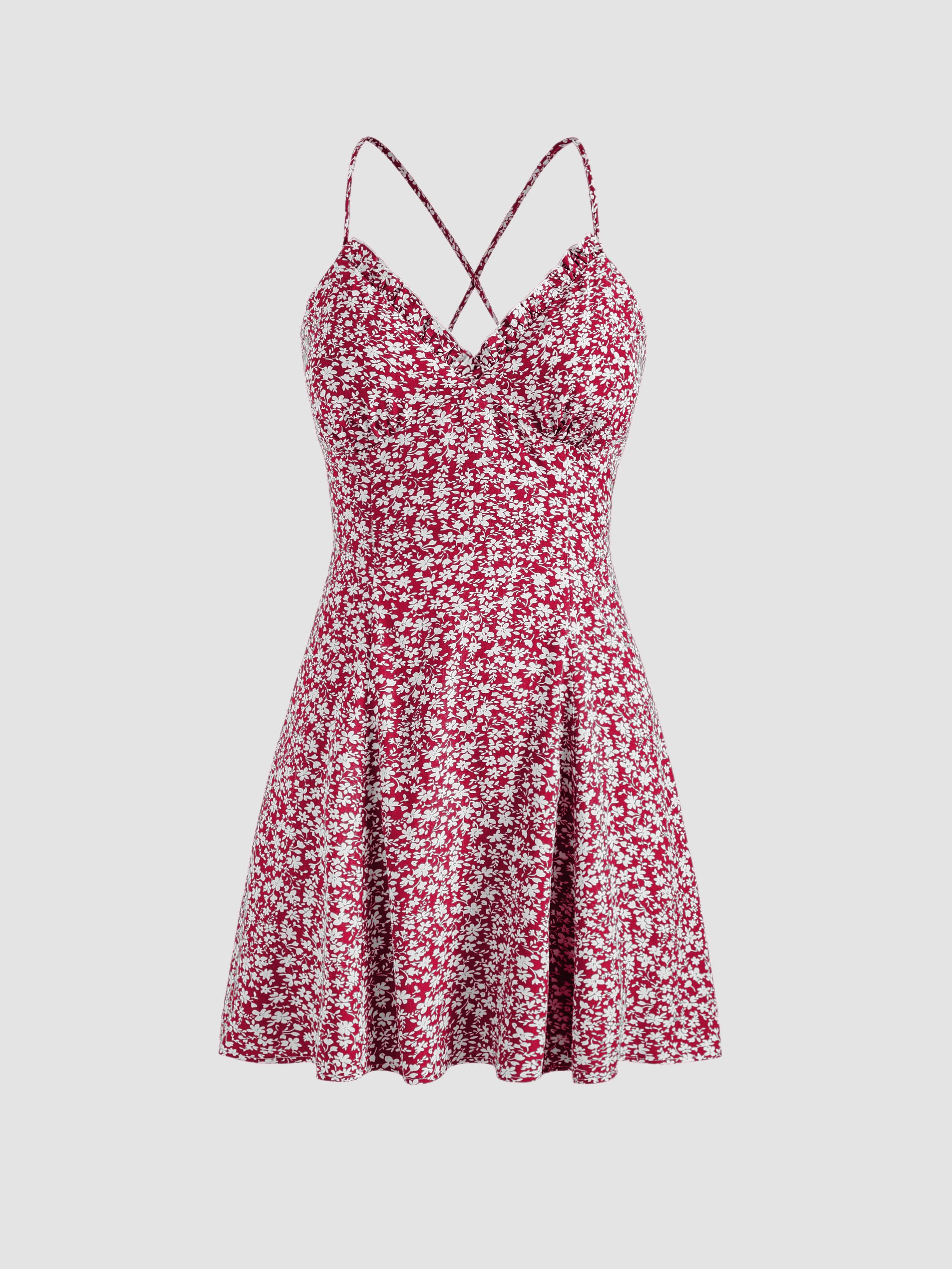 Floral Lace Up Backless Mini Dress by CIDER