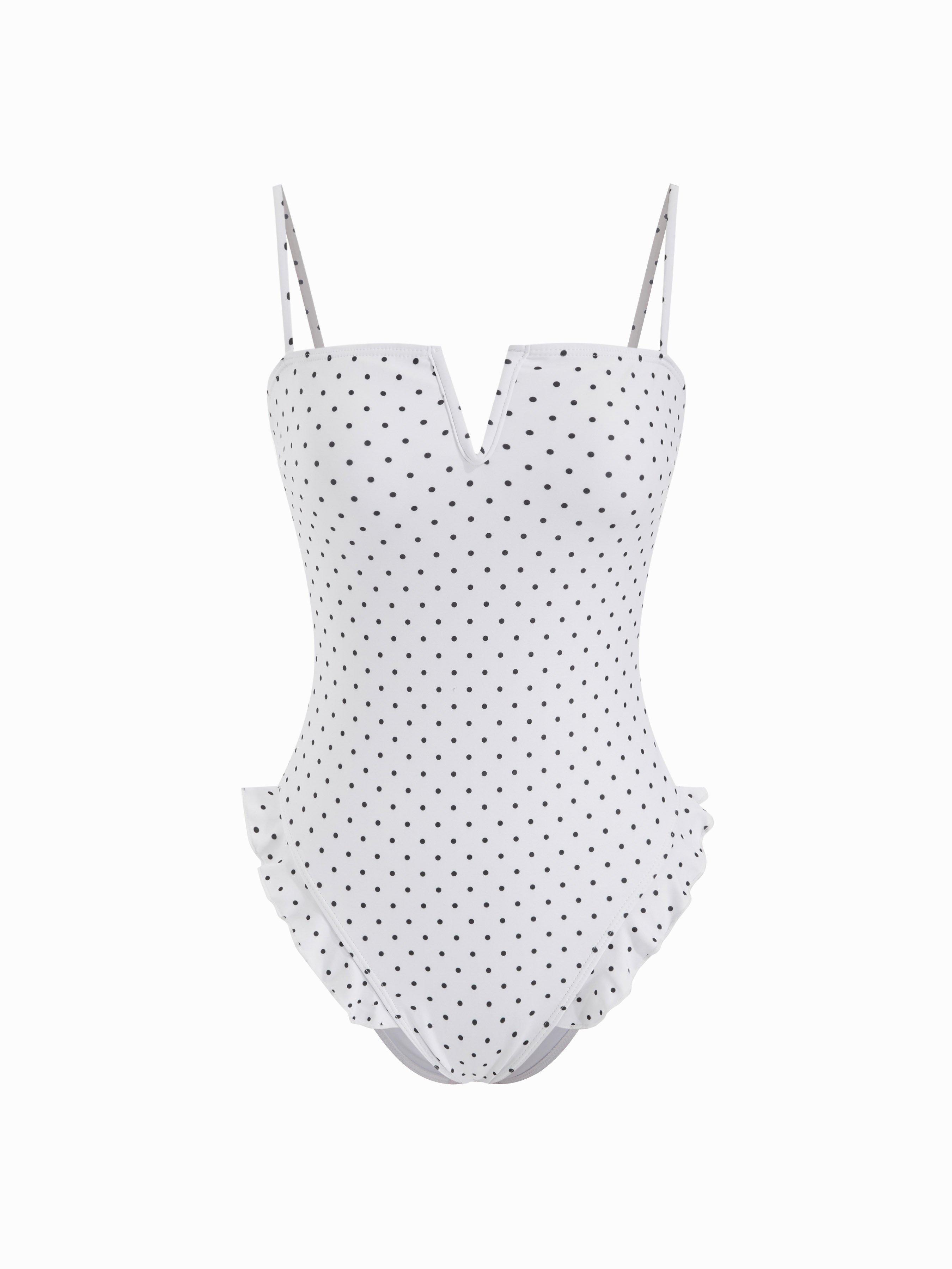 Floral Square Neck Ruffle Hem One-piece Swimsuit by CIDER