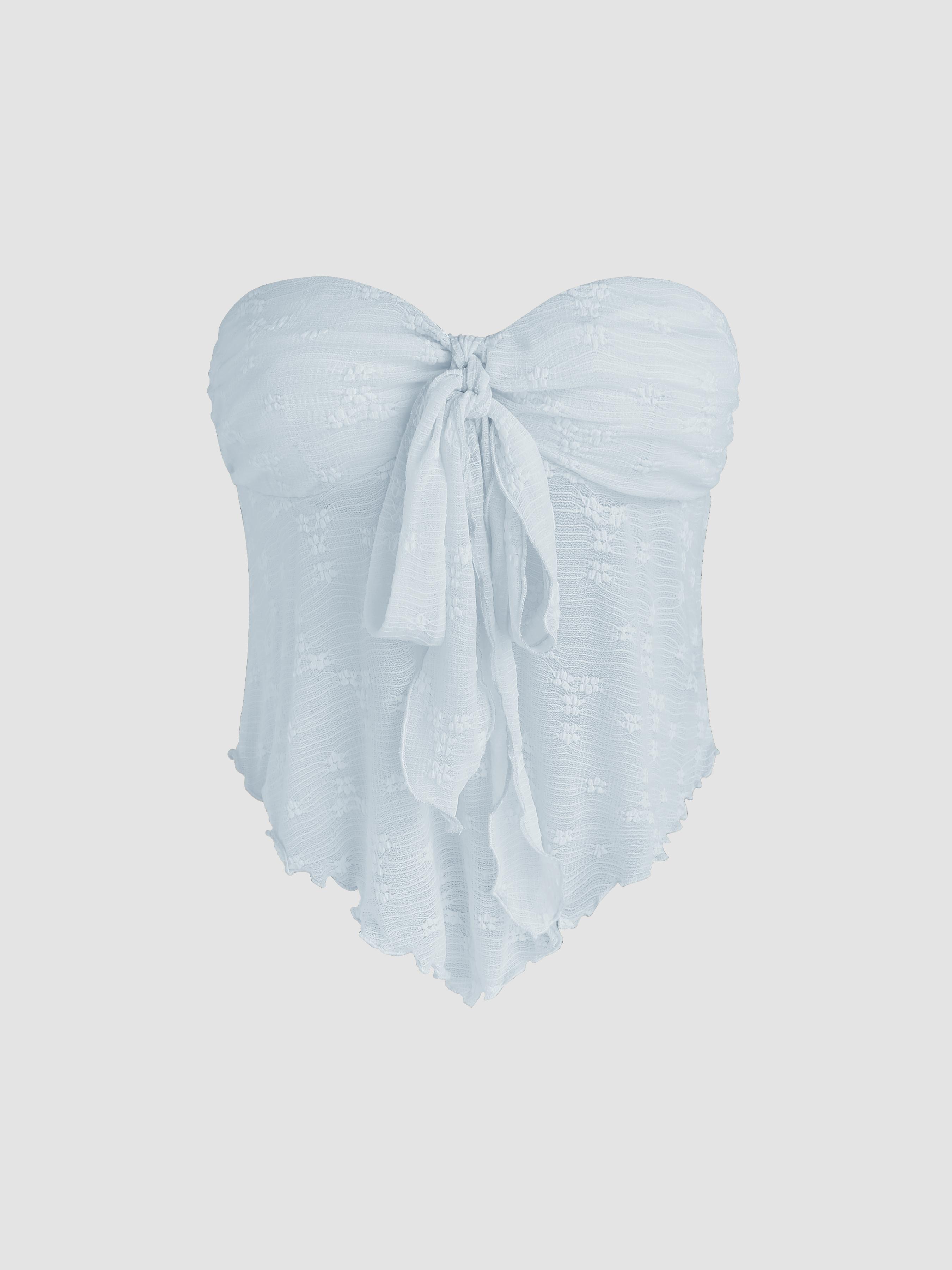 Floral Tie Front Tube Top by CIDER