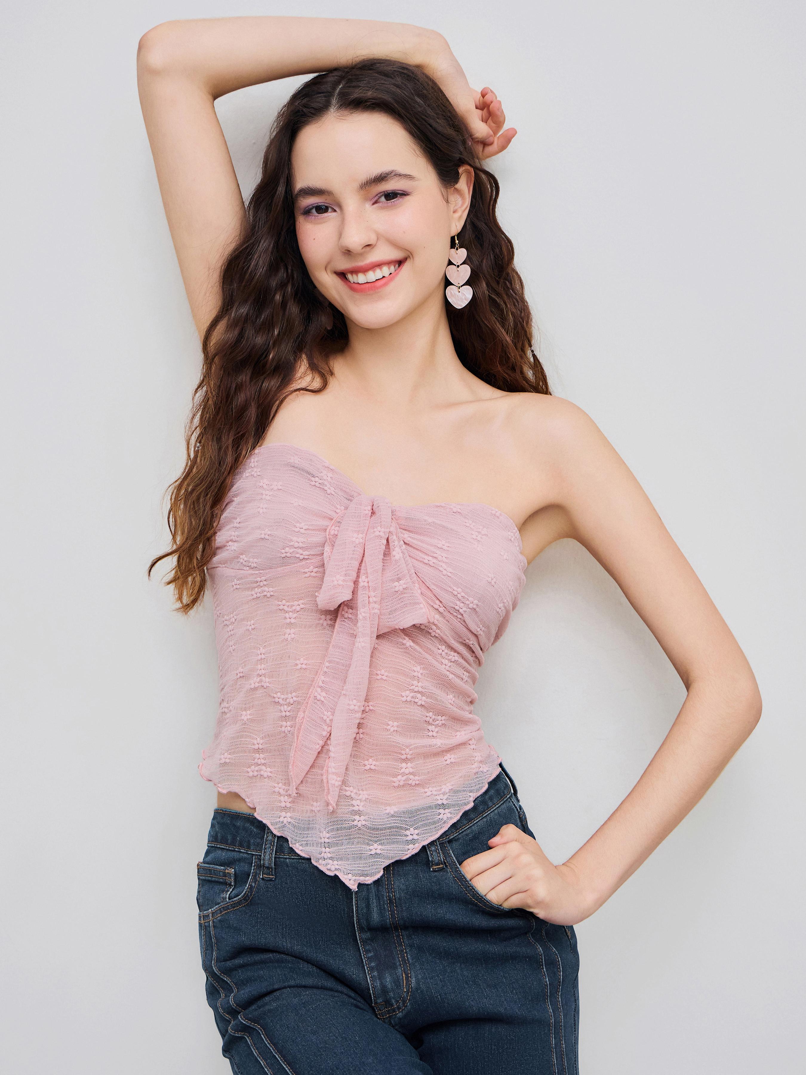 Floral Tie Front Tube Top by CIDER