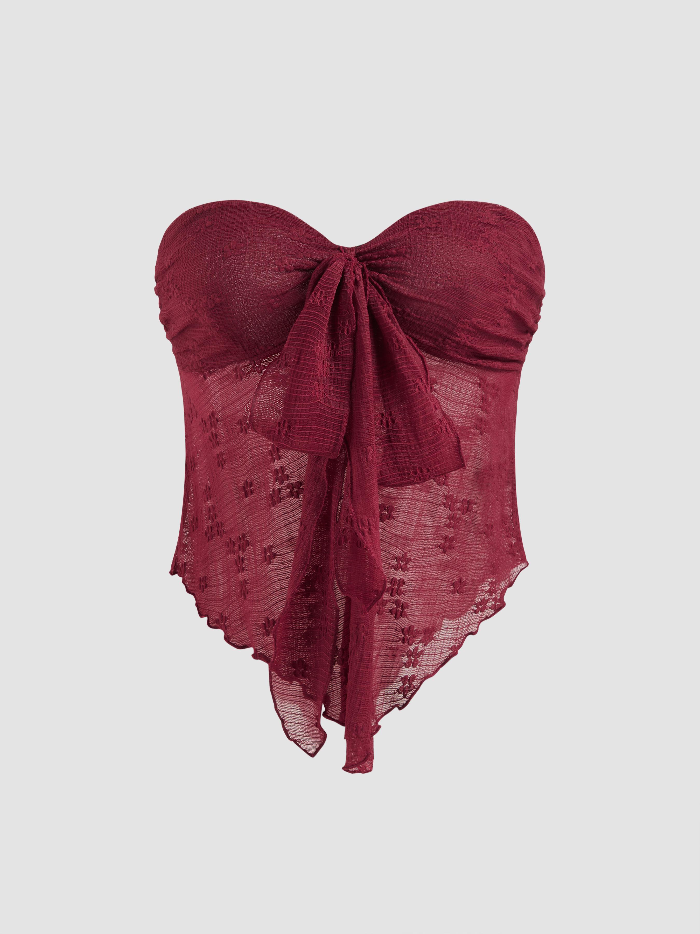Floral Tie Front Tube Top by CIDER