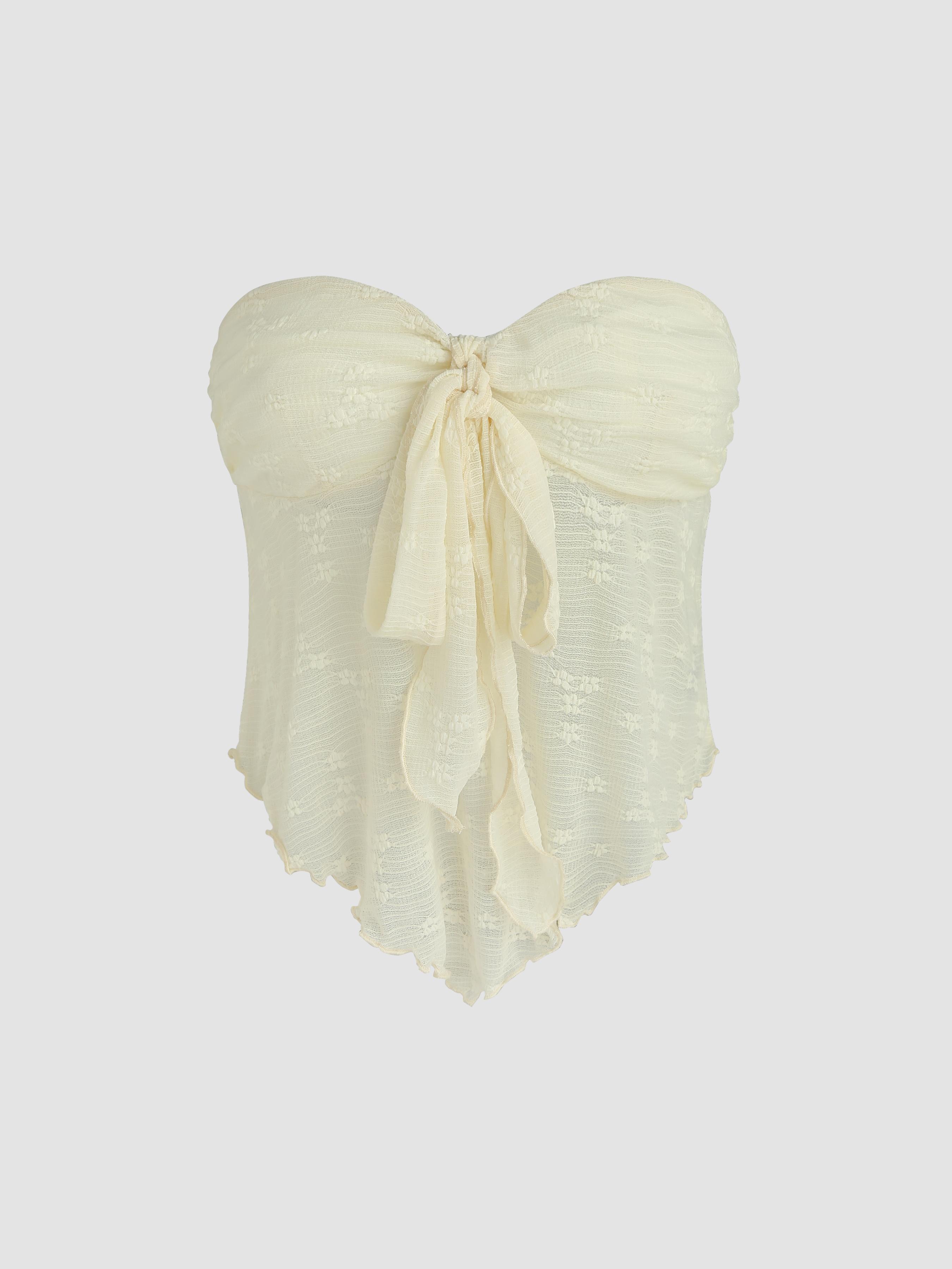 Floral Tie Front Tube Top by CIDER