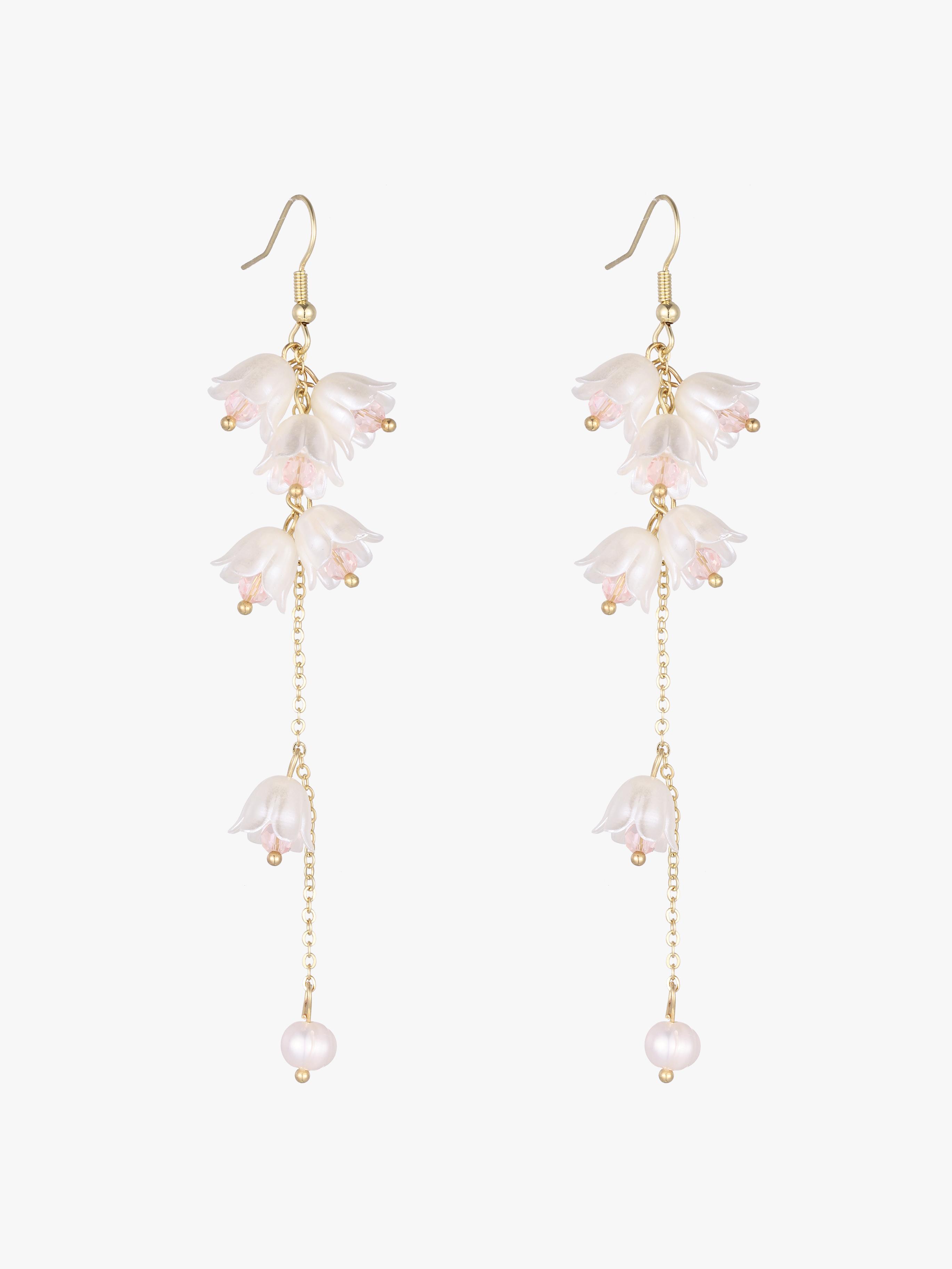 Flower Design Faux Pearl Drop Earrings by CIDER Flower Design Faux Pearl Drop Earrings by CIDER