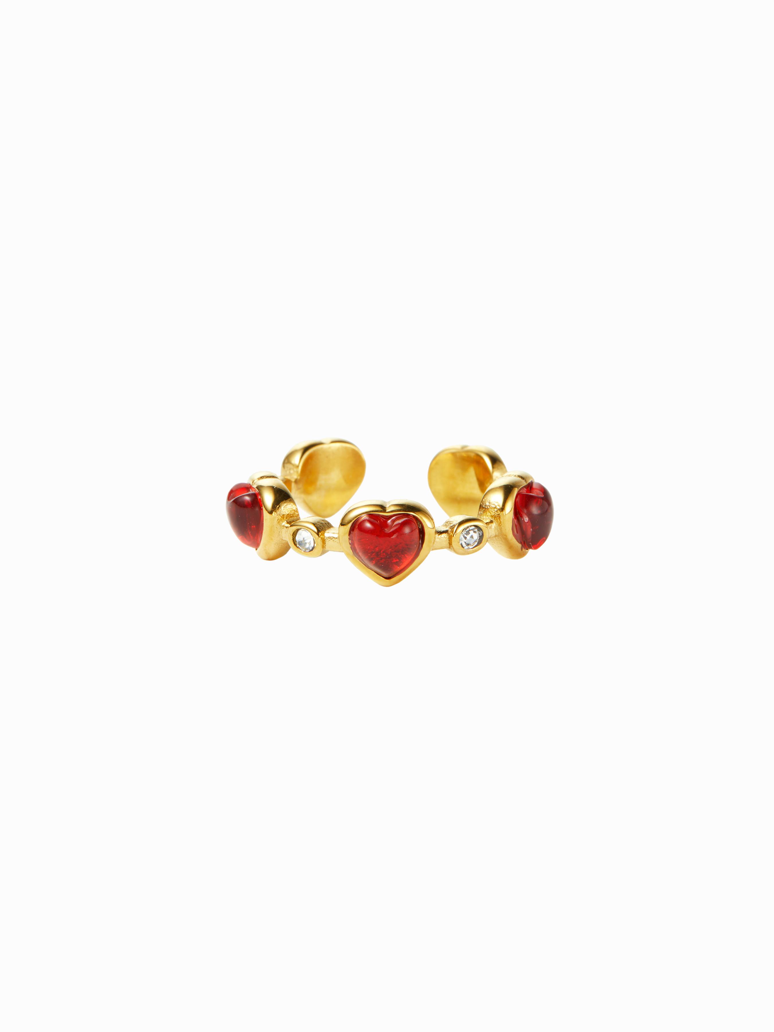 GEMSTONE HEART OPEN RING by CIDER