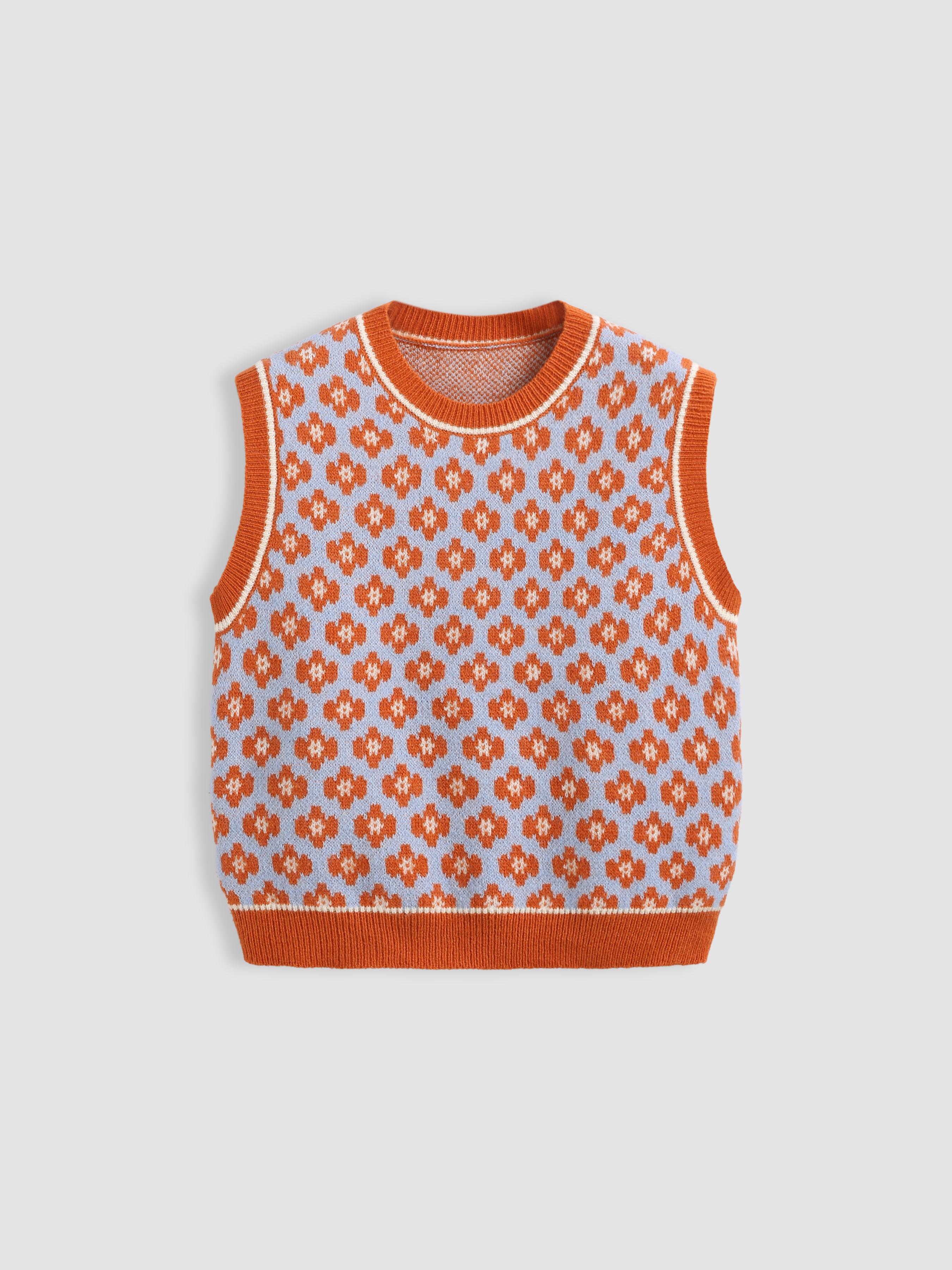 Geometric Contrasting Binding Knitted Crop Vest by CIDER