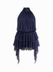 Glitter Mesh Halter Neckline Layered Ruffled Asymmetrical Hem Mini Dress Curve & Plus by CIDER