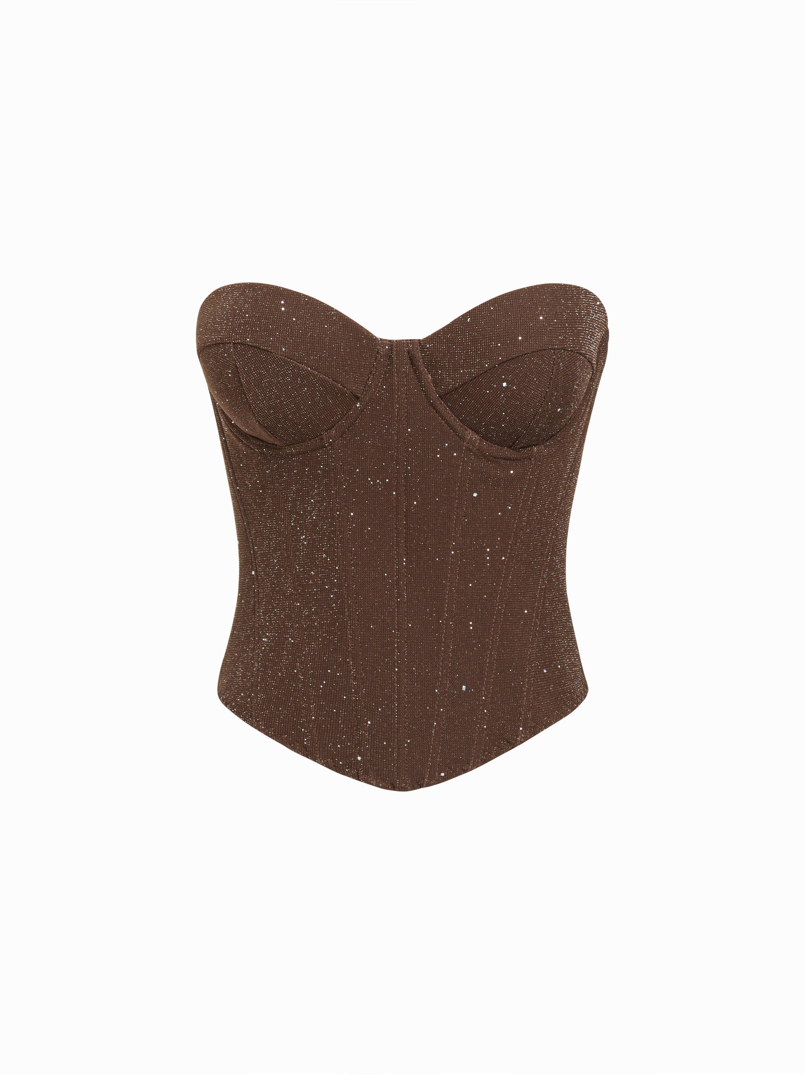 Glitter Sweetheart Neckline Corset Bandeau Top by CIDER
