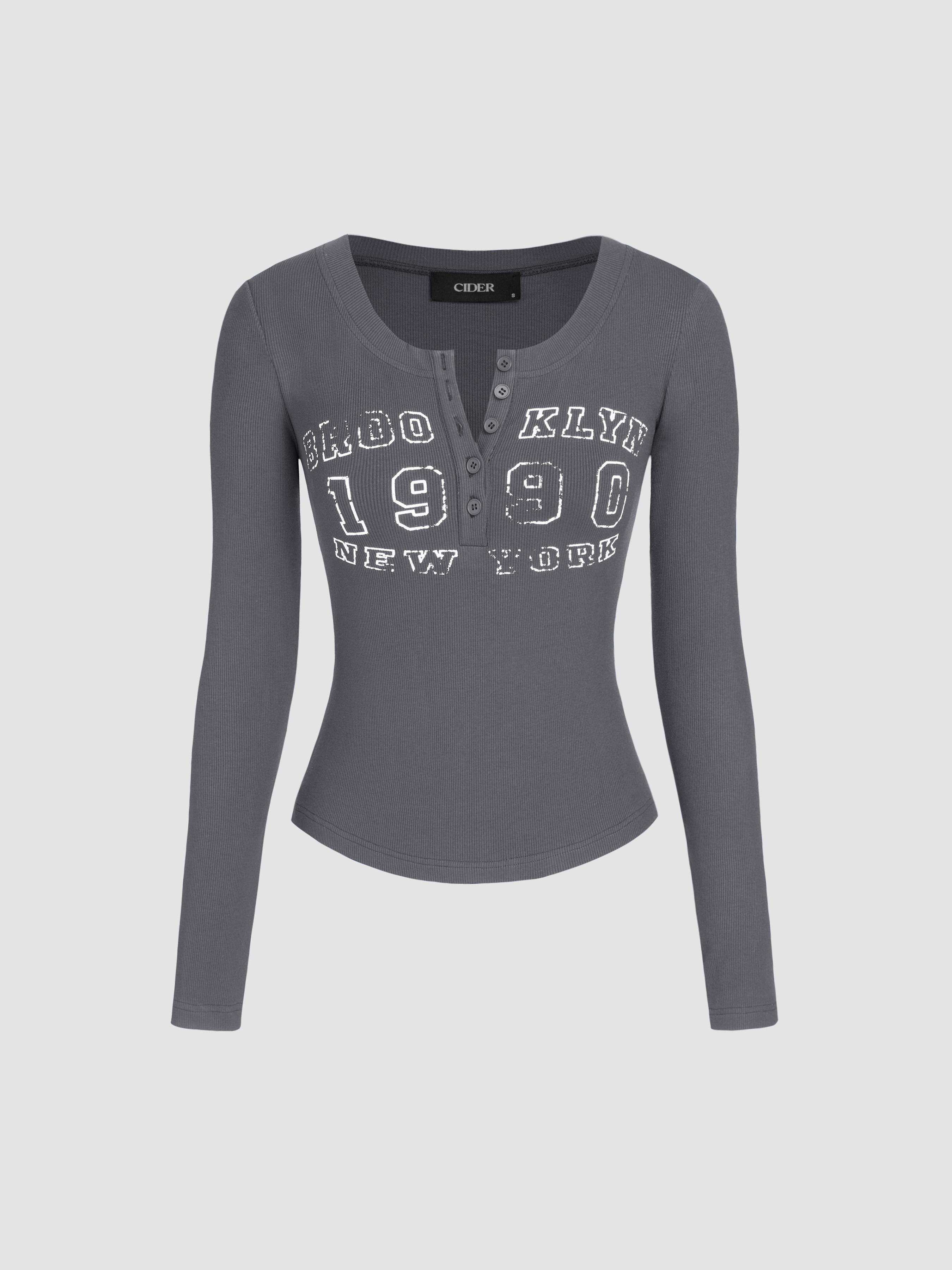 Grafisches Button Crop Tee by CIDER