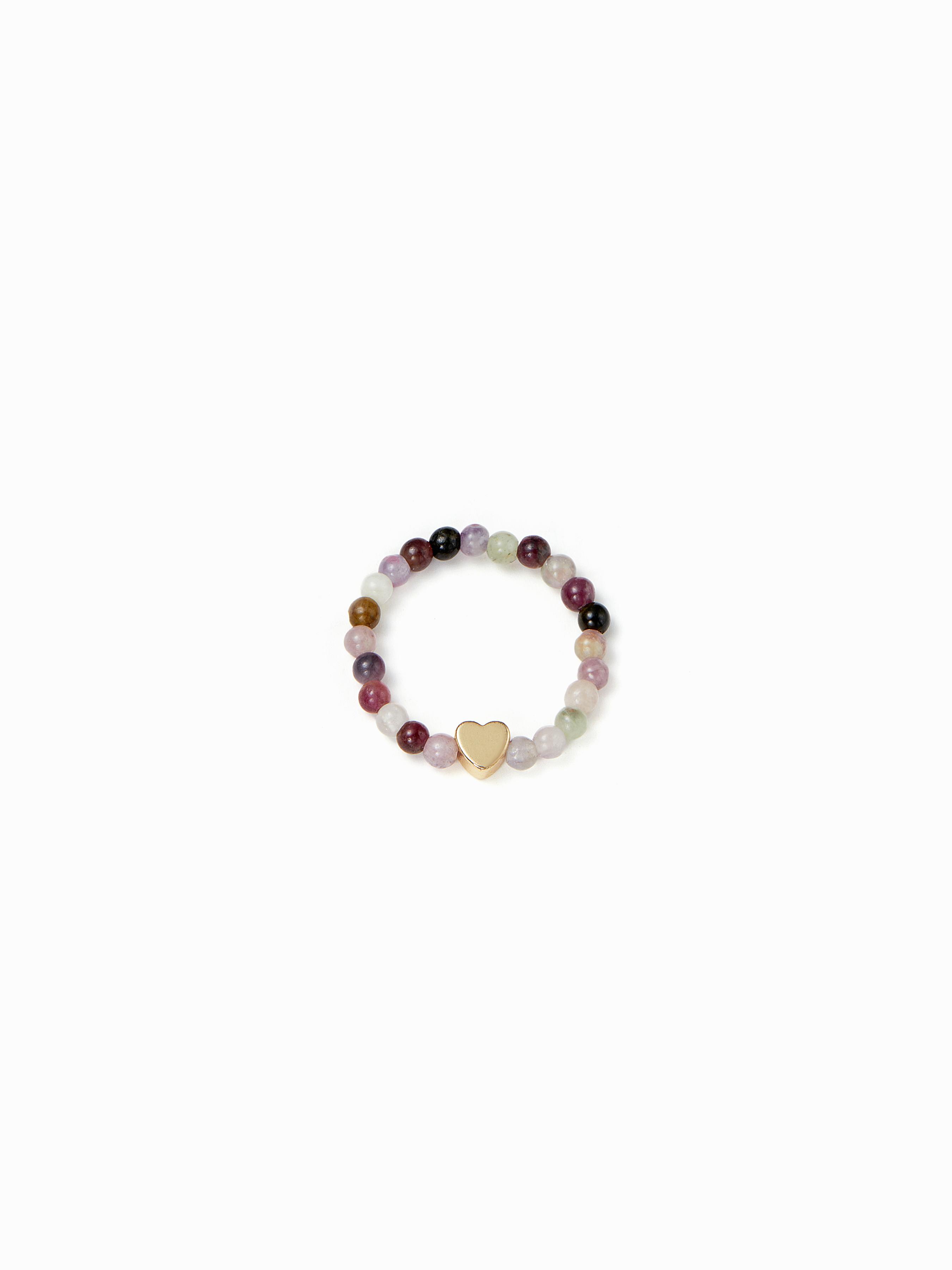 HEART BEADED RING by CIDER