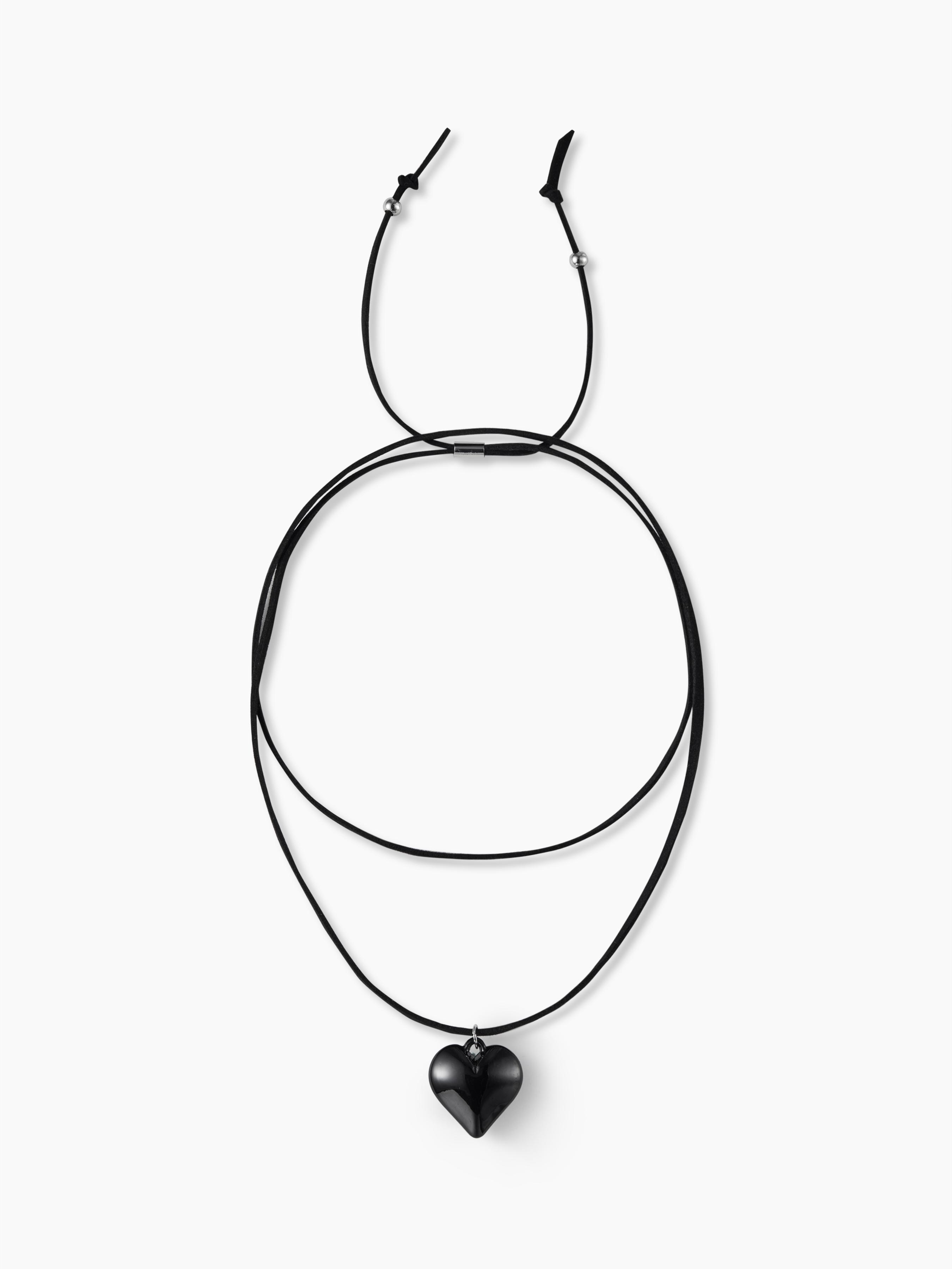 HEART FAUX LEATHER ADJUSTABLE PENDANT NECKLACE by CIDER